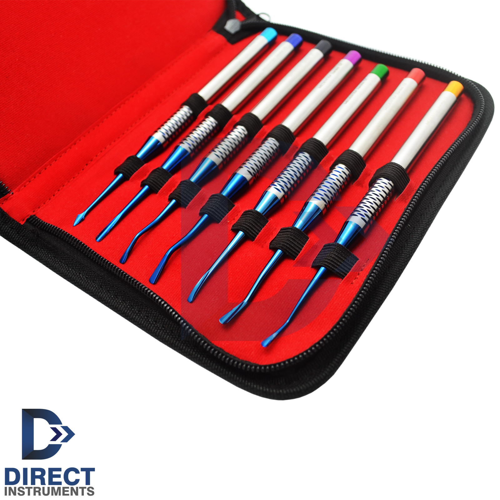 7PCS DENTAL ELEVATORS PERIOTOME LUXATING ROOT PDL SURGERY IMPLANT PRECISE +POUCH