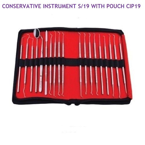 DENTAL INSTRUMENT KIT CONSERVATIVE INSTRUMENT S/19 WITH POUCH CIP19 Made Stainle