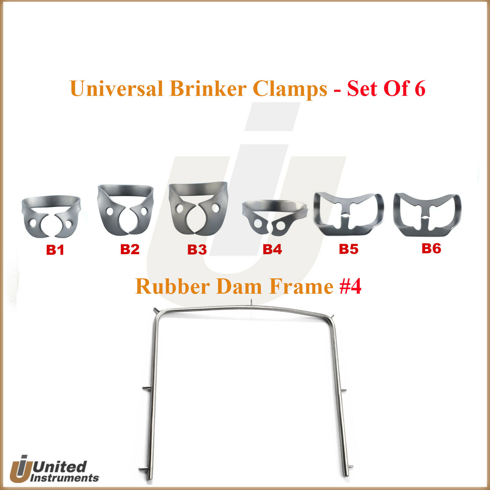 Endodontic Kit Rubber Dam Frame Punch Clamp Molar-Premolar Brinker Tissue Clamps