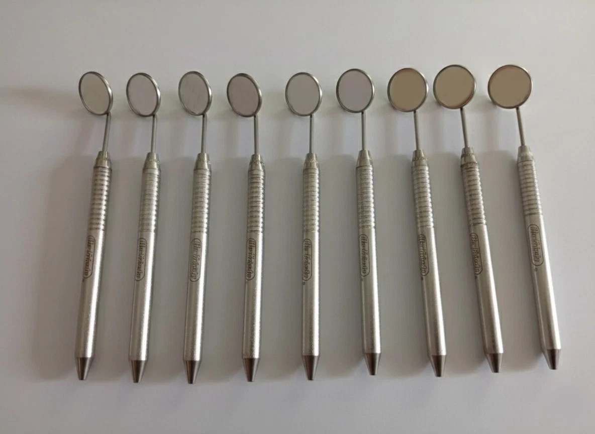 Lot of 10 Pcs Hu-Friedy MH6 Dental Mouth Mirrors Steel Handles Same as Picture