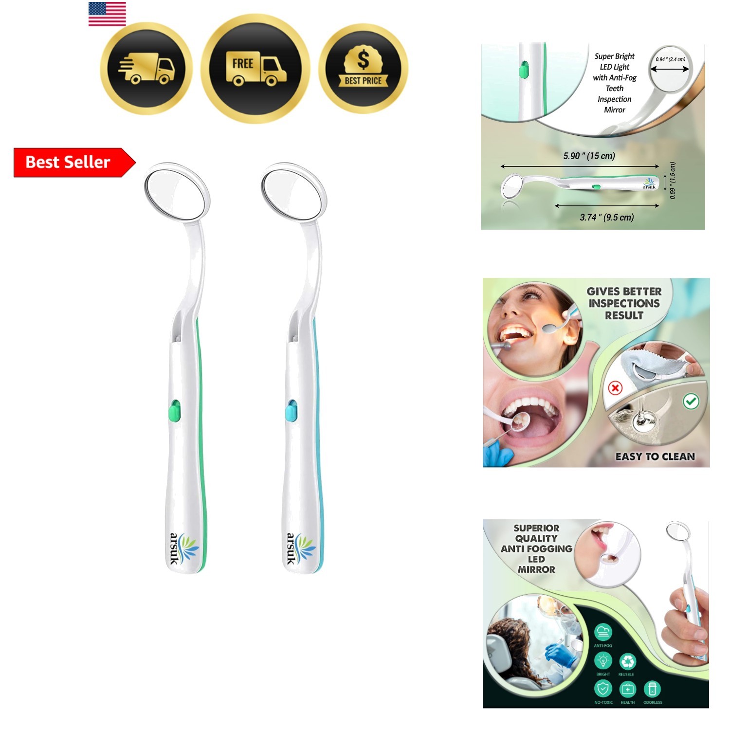 Dental Mirror for Teeth with LED Light – Dentist Mirror for inside Mouth, Gum…