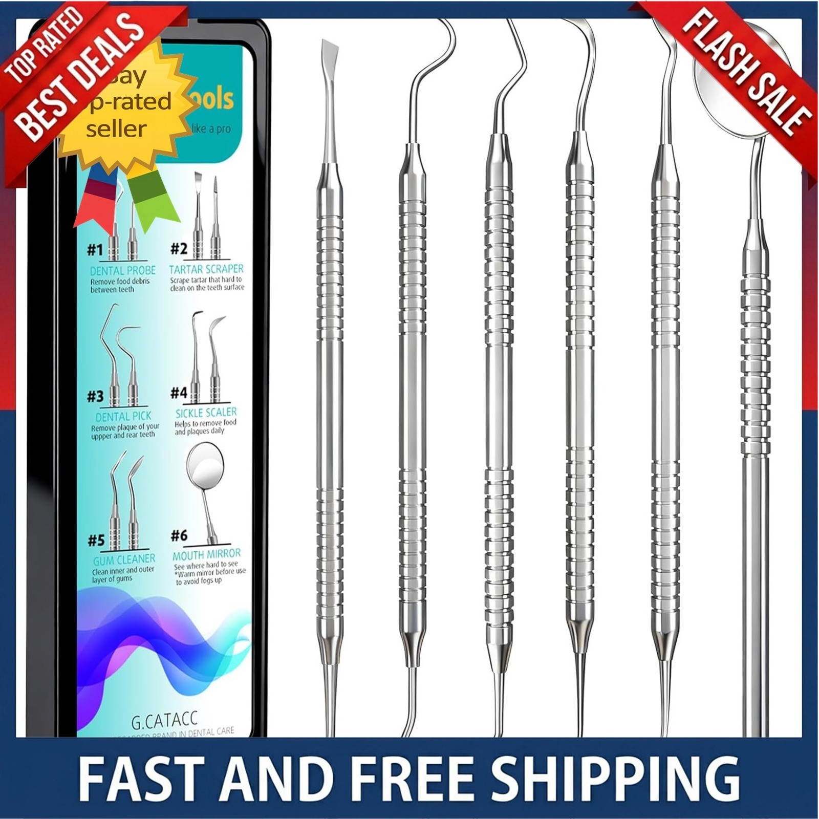 Dental Tools, Dental Pick for Teeth Cleaning, Stainless Steel Hygiene Kit with
