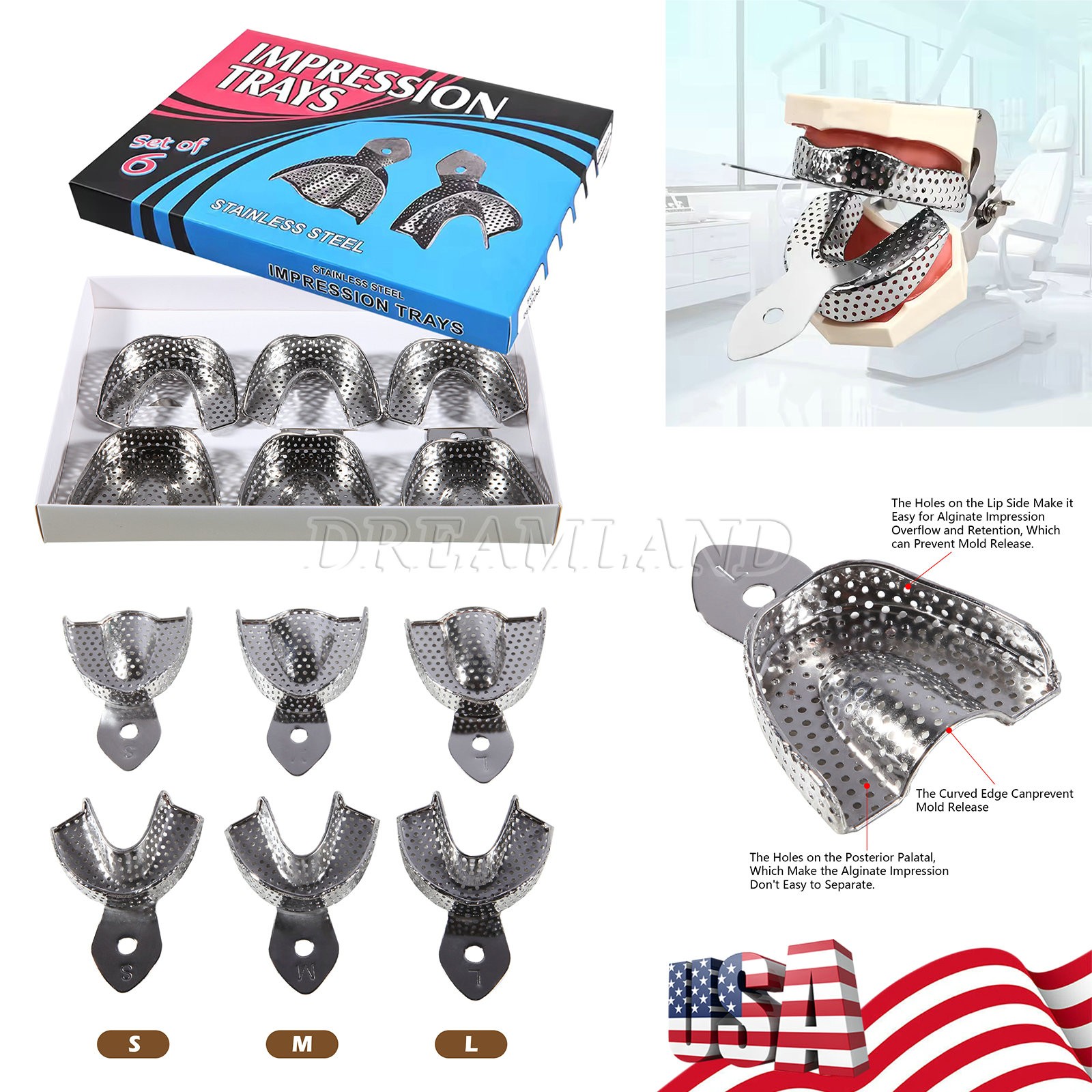 Autoclave Perforated Dental Impression Trays Upper + Lower