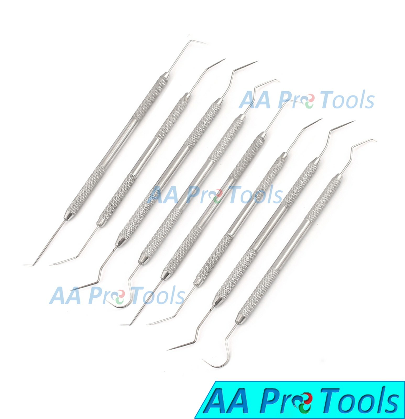8 Piece Dental Probe Pick Tool Instrument Set Stainless Steel Scaler