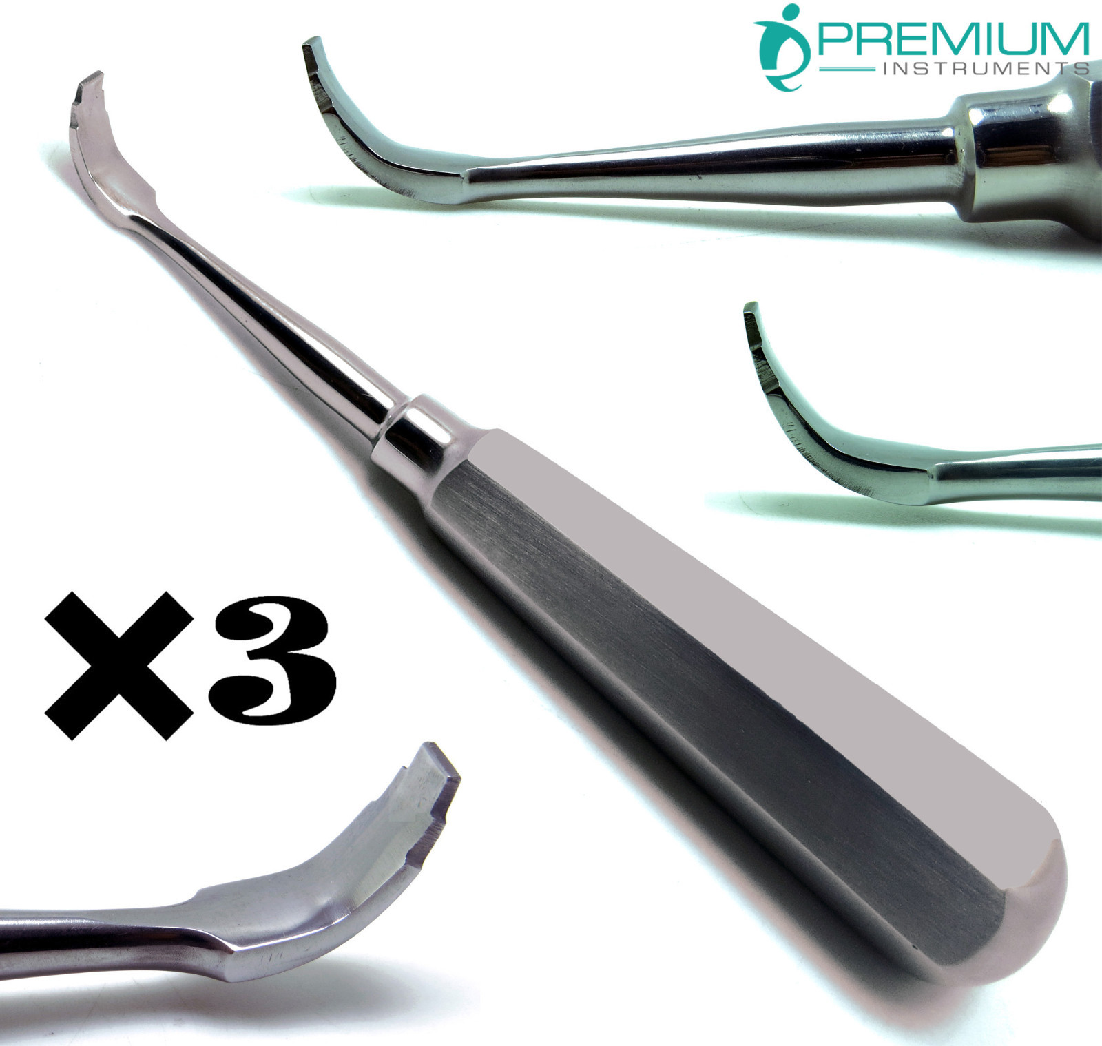 3× Dental Surgical Elevators 6″ Christensen Crown Remover 90° Angled Extraction