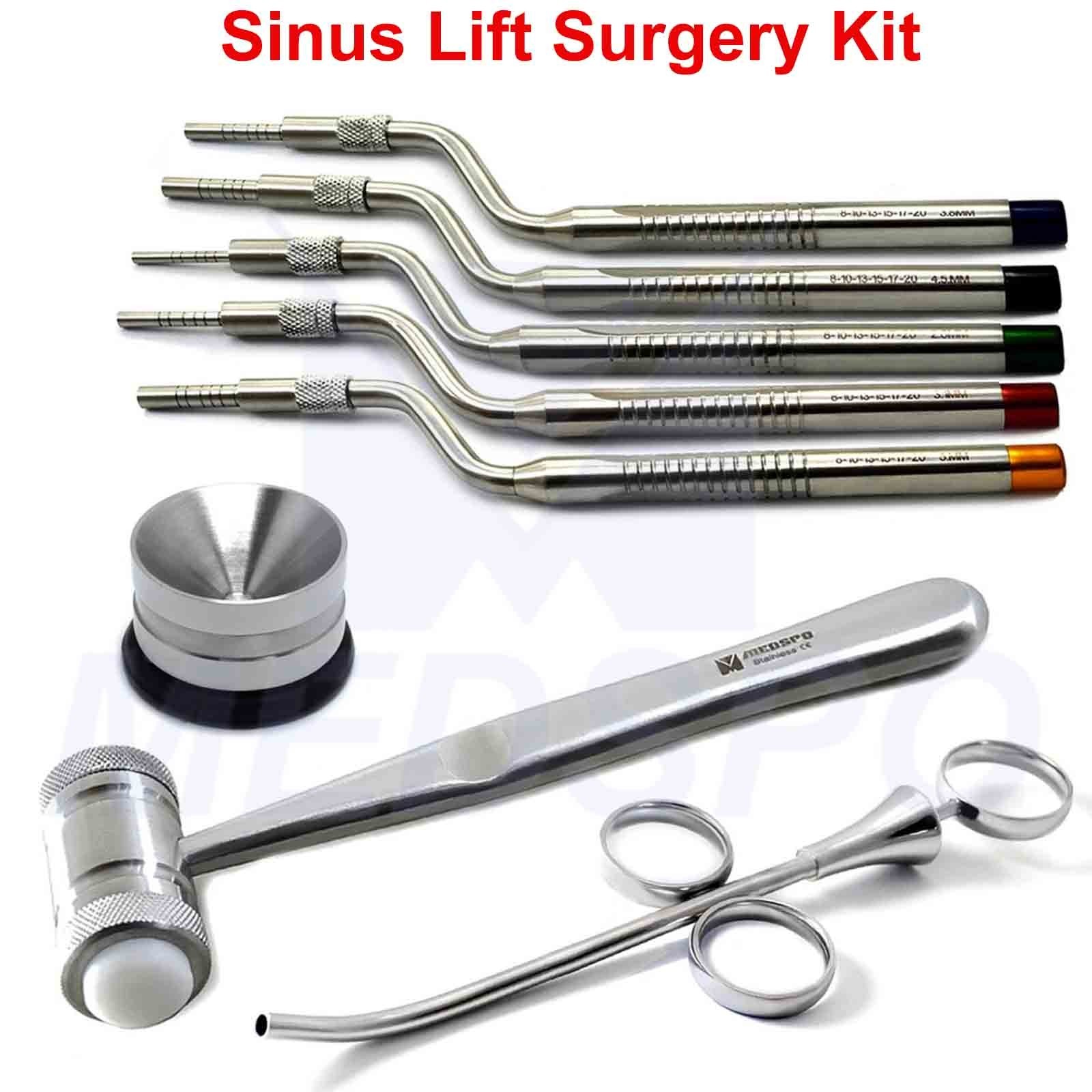 Sinus Lift Surgery Kit Offset Concave Osteotome Bone Syringe Mallet Mead Hammer