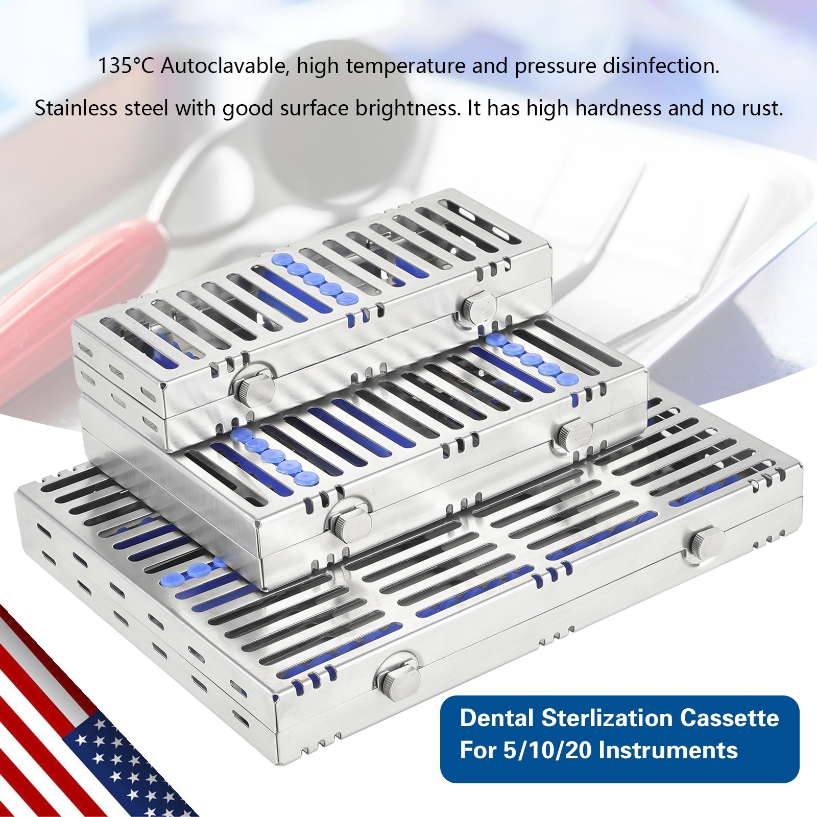 Surgical Dental Instruments Cassette Sterilization Box Medical Tray 3 Size