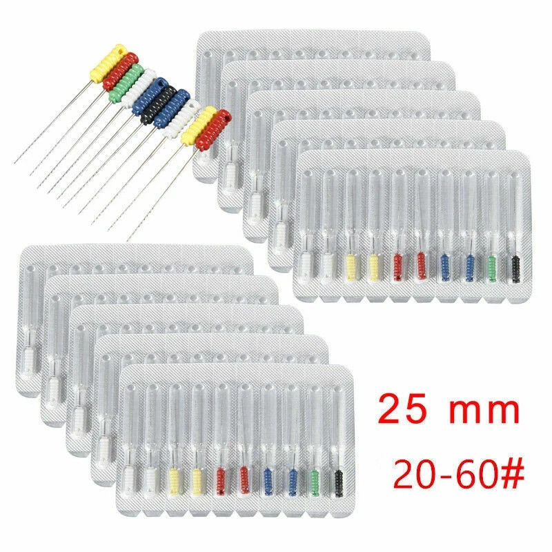 10 Box Dental Stainless Steel Nerve Barbed Broaches 25mm Needles Handle 20-60#