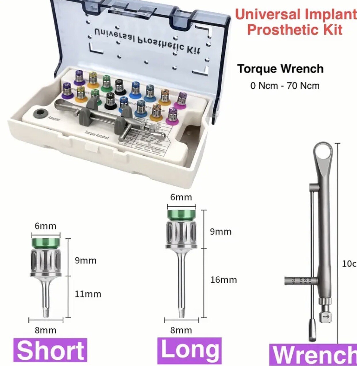 Universal Implant Prosthetic Restoration Kit Drivers Torque Wrench Screwdrivers