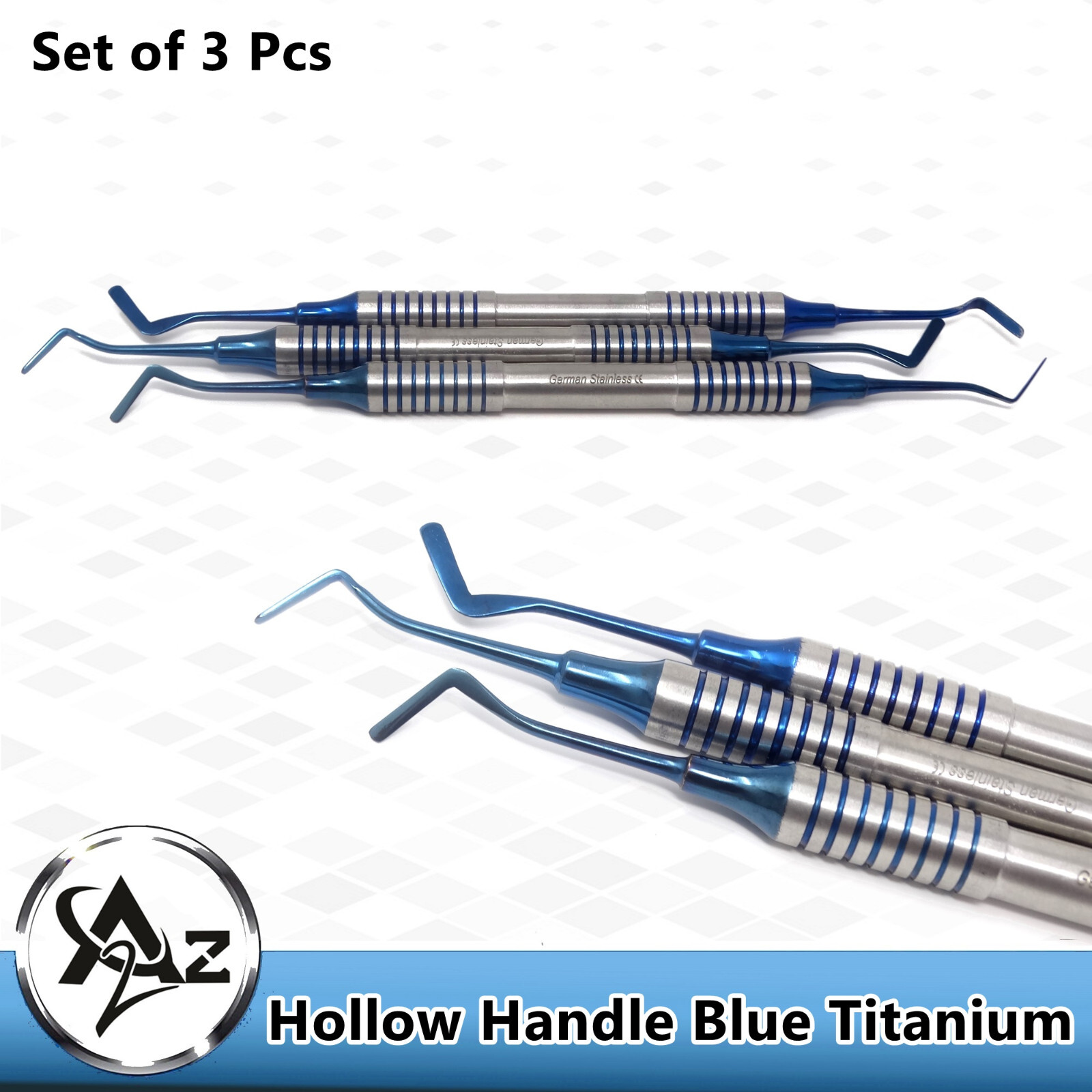 3 Pcs Dental Composite Filling Instrument Blue Titanium Coated Restorative Kit