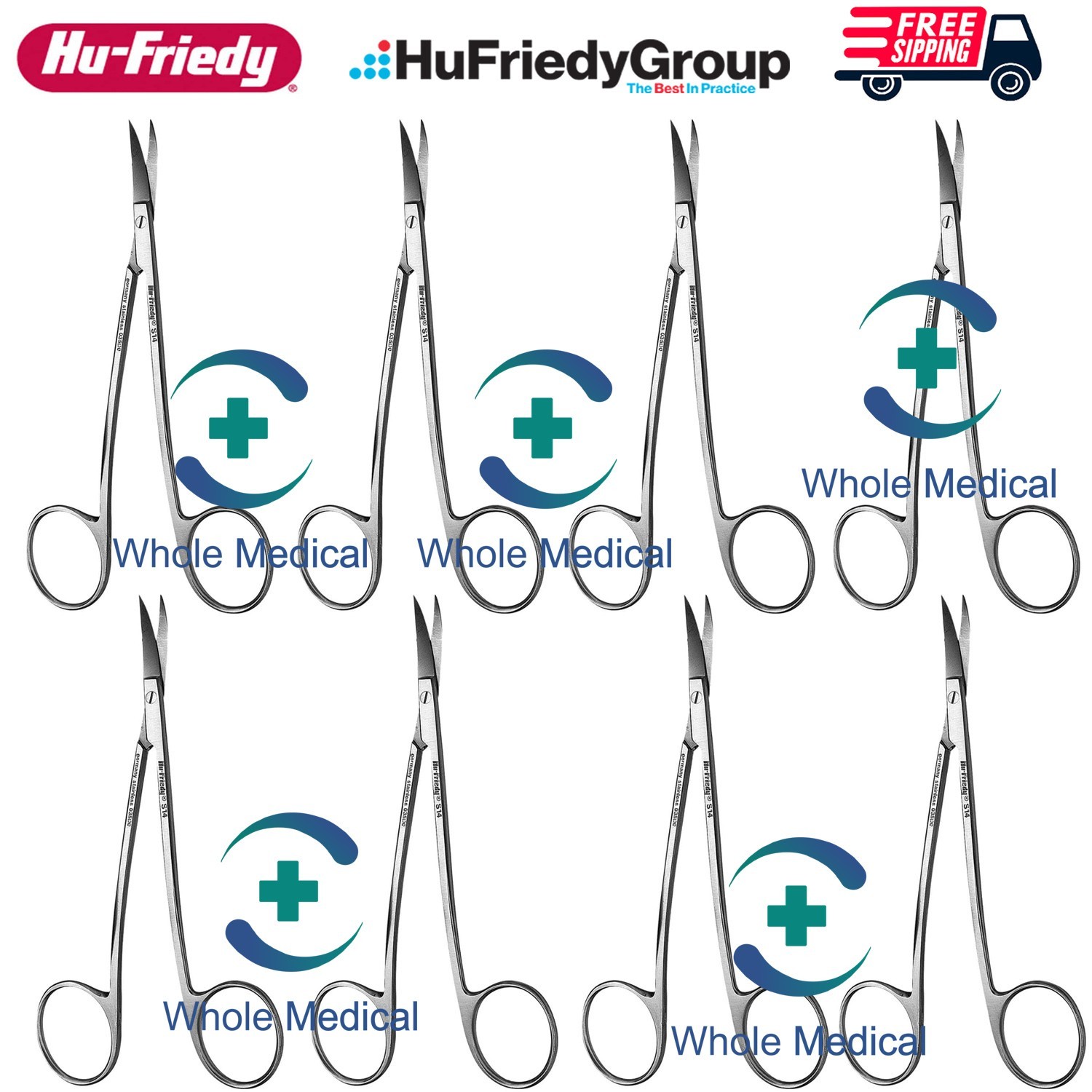 8 Pc Hu-Friedy S14 LaGrange Surgical Scissors 14cm Dental Tissue Scissors