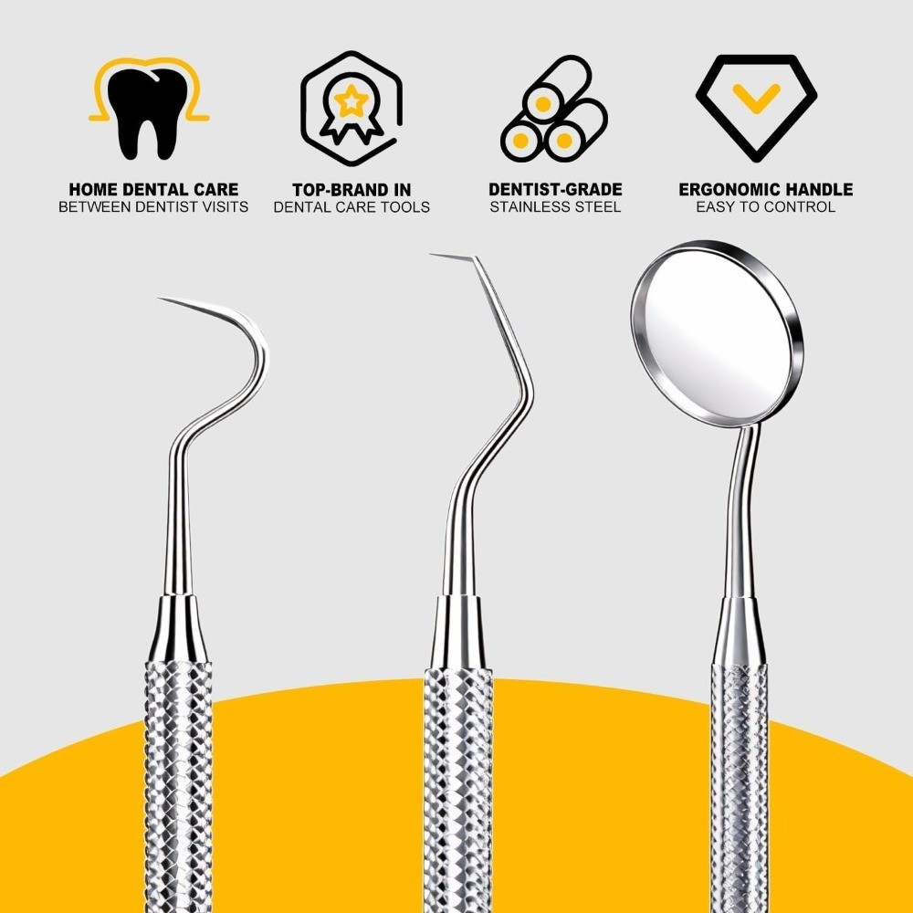 2-Pack Dental Tools Set with Case, Mouth Mirror & Metal Scaler for Teeth
