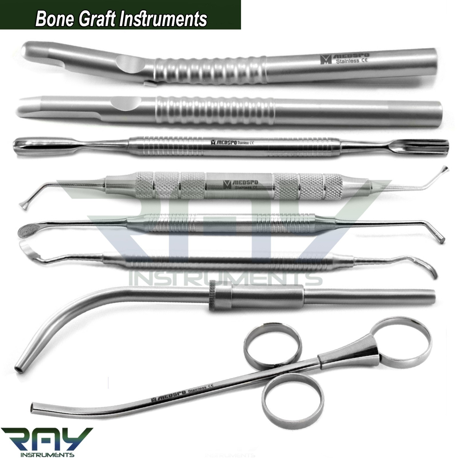 Dental Bone Grafting Instruments Bone Graft Packer Compactor Collector Scraper