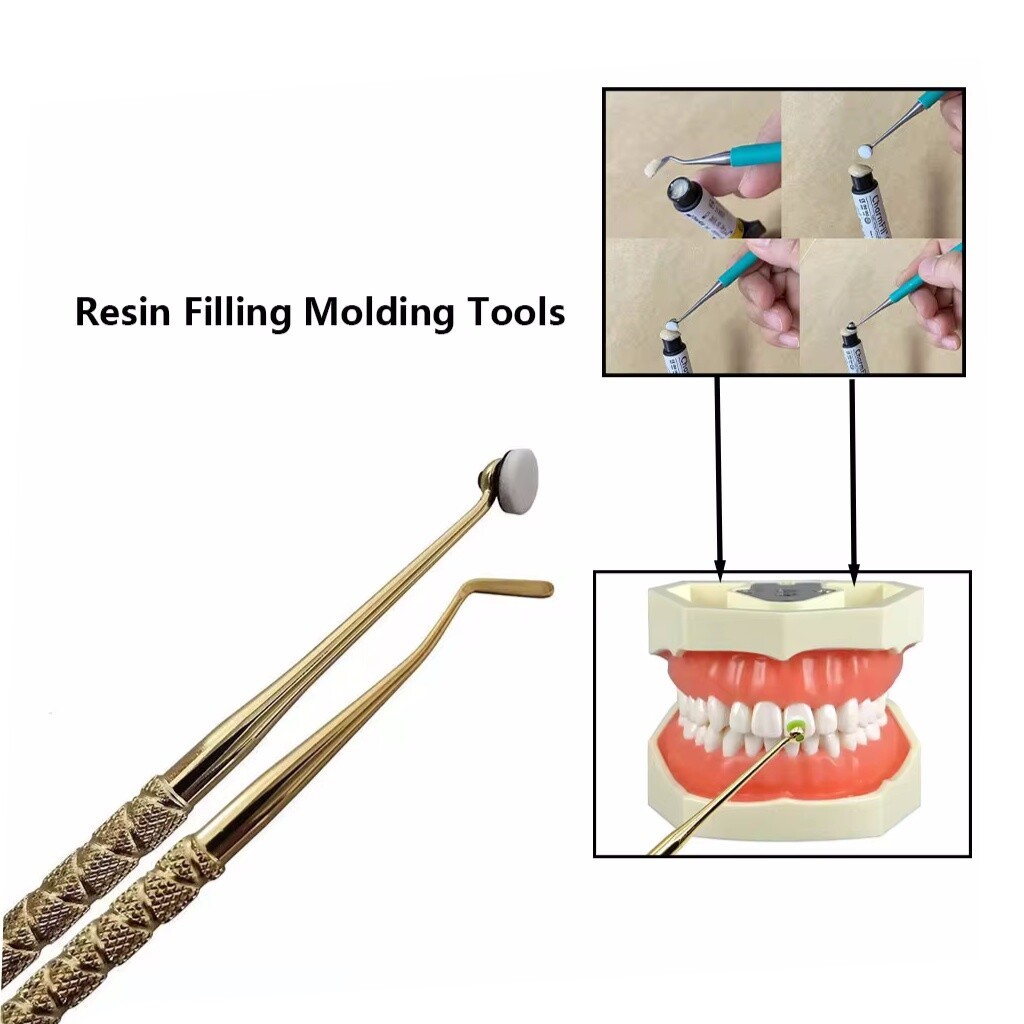 Dental Composite Resin Spatula Kit Fast Tool Foam Pad Veneer Optra Sculpt Handle