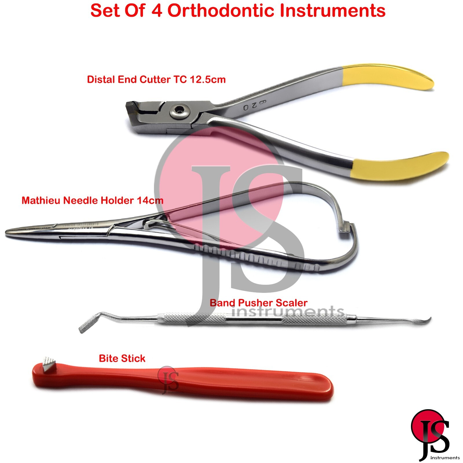 Basic Orthodontic Instruments Kit Distal End Cutter Needle Holder Band Pusher X4