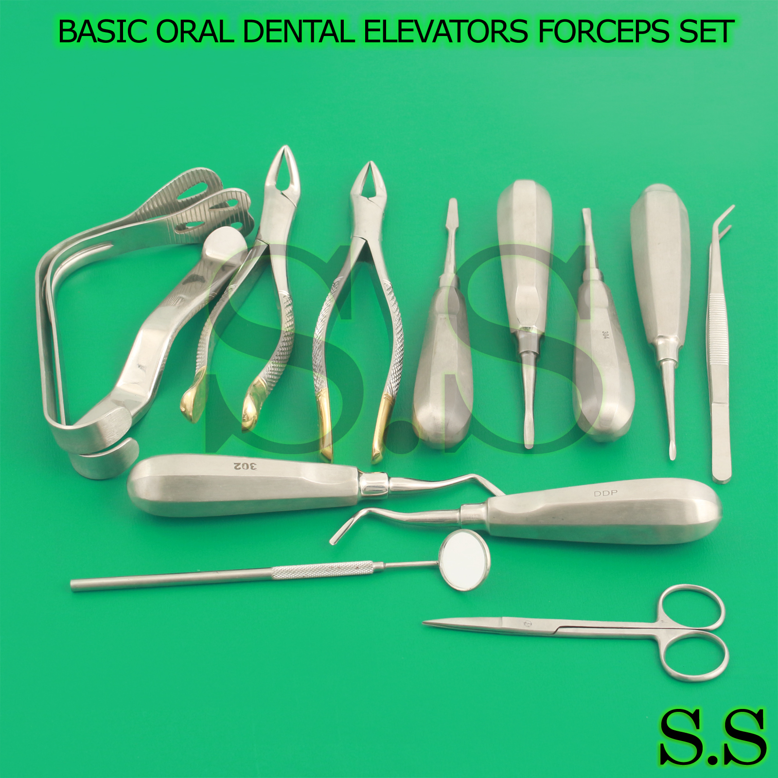 15 PCS PREMIUM BASIC ORAL DENTAL EXTRACTING ELEVATORS FORCEPS INSTRUME DN-2004