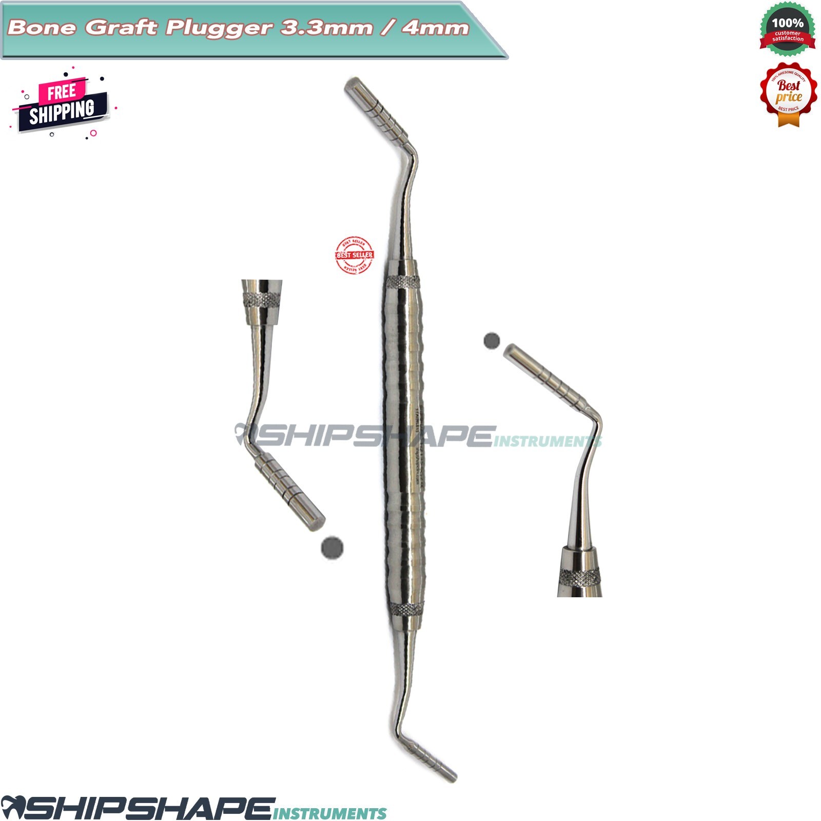 Bone Graft Plugger 3.3mm – 4mm Compactor, Packer Implantology Dental Instruments