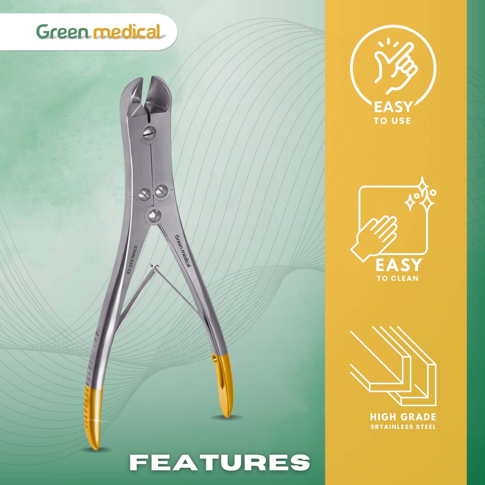 T/C Pin and Wire Cutter Double Action 7″ Angled Stainless Steel German Grade