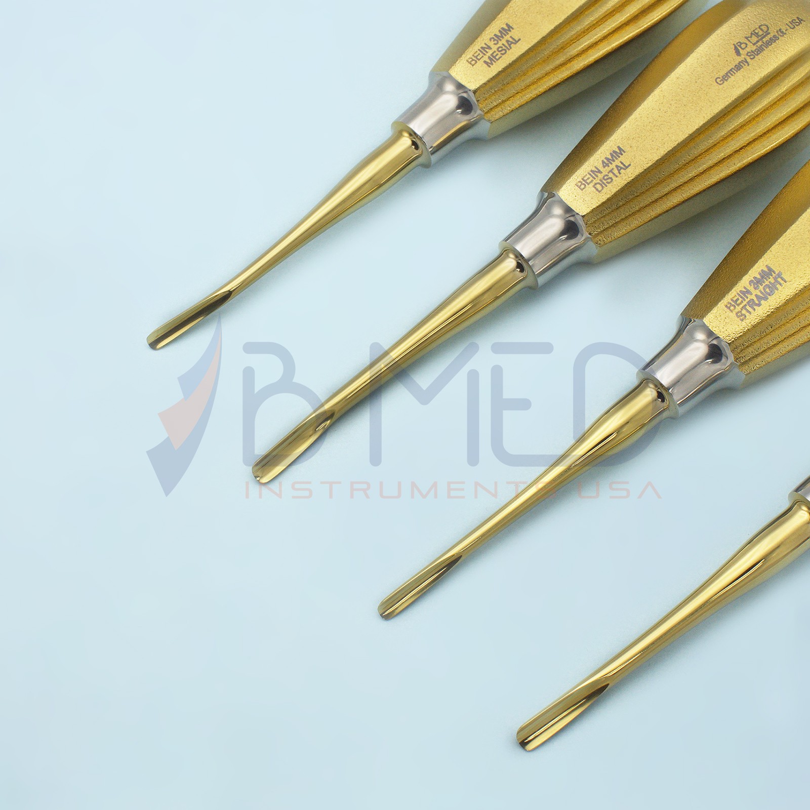 Dental Bein Root Elevators Set Bayonet Distal & Mesial 3mm 4mm PDL Luxators Oral