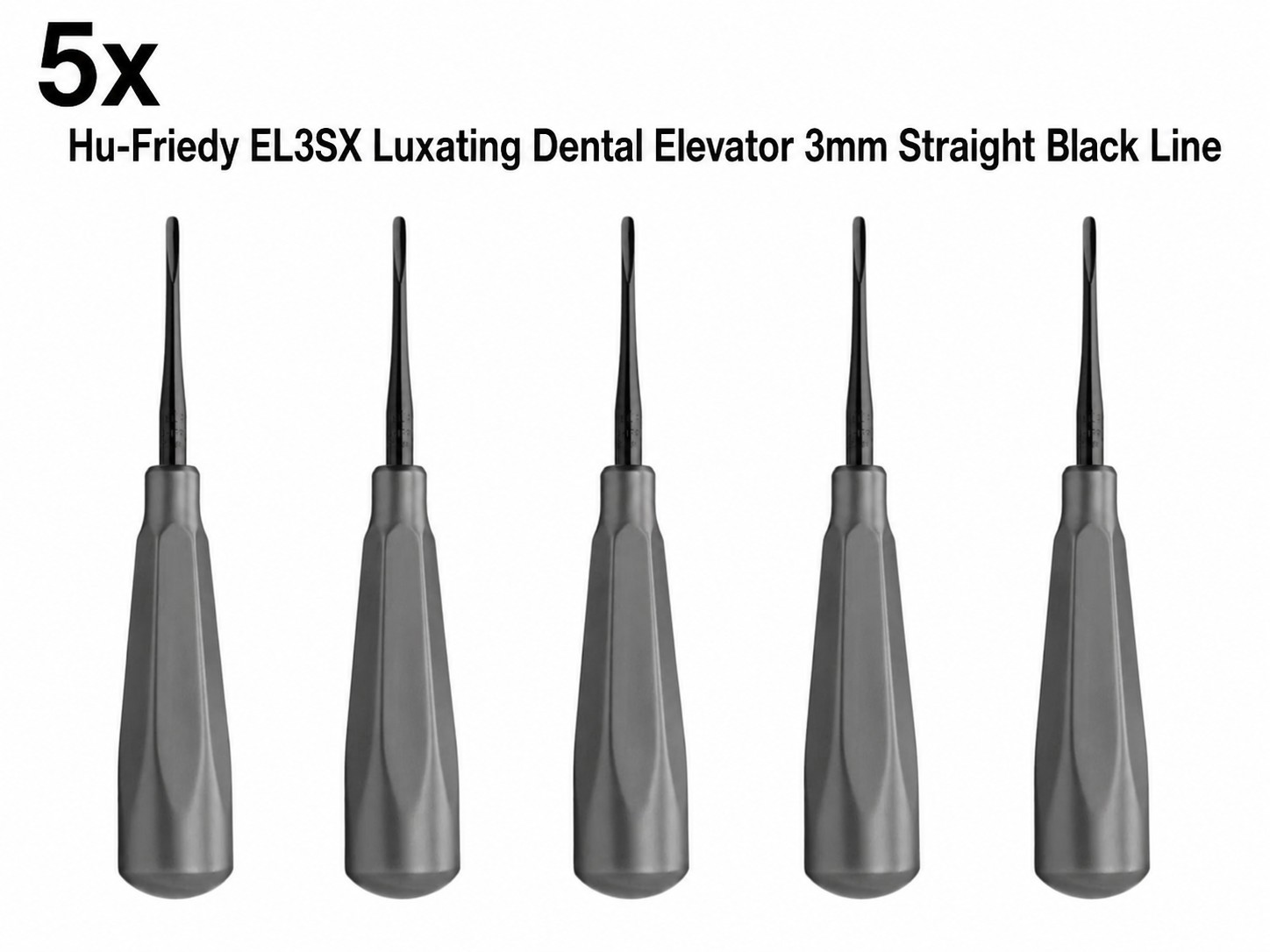 5x Hu-Friedy EL3SX Luxating Dental Elevator 3mm Straight Black Line