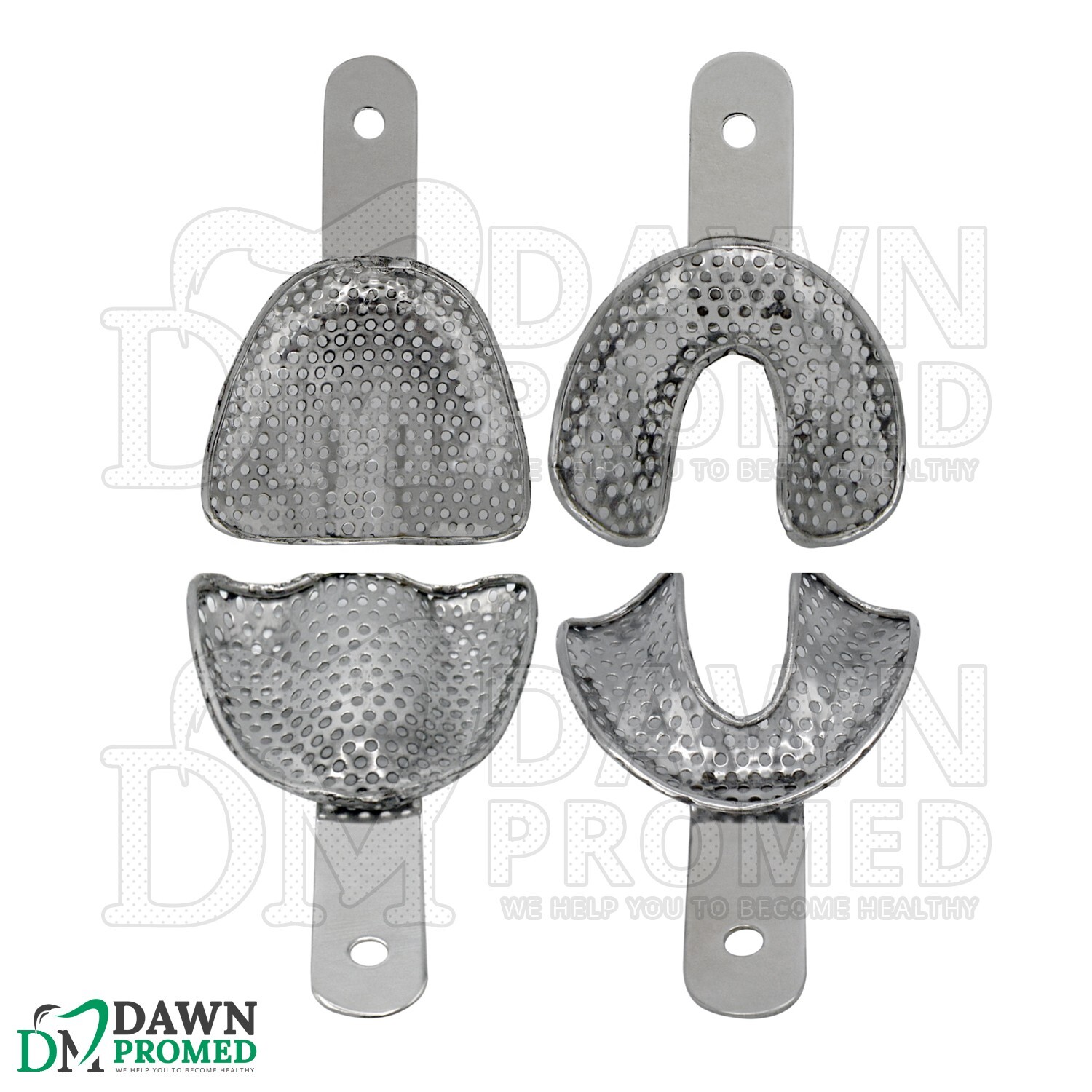 2 Pcs Small Perforated Impression Trays Upper & Lower Edentulous German Grade