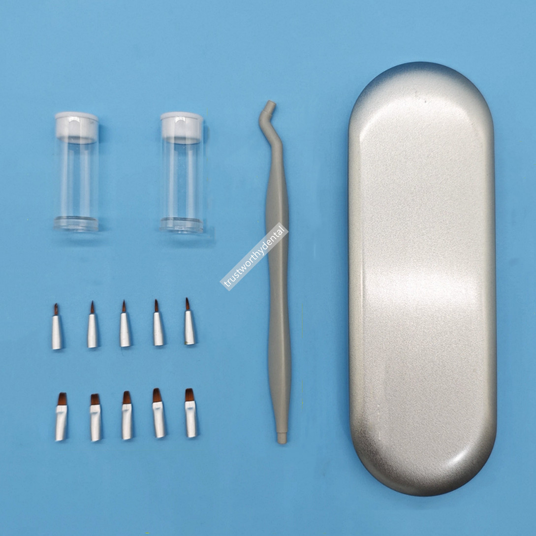 Dental Porcelain Pen Brush Angled Tips Flat Taper Resin Brushes Shaping Silicone