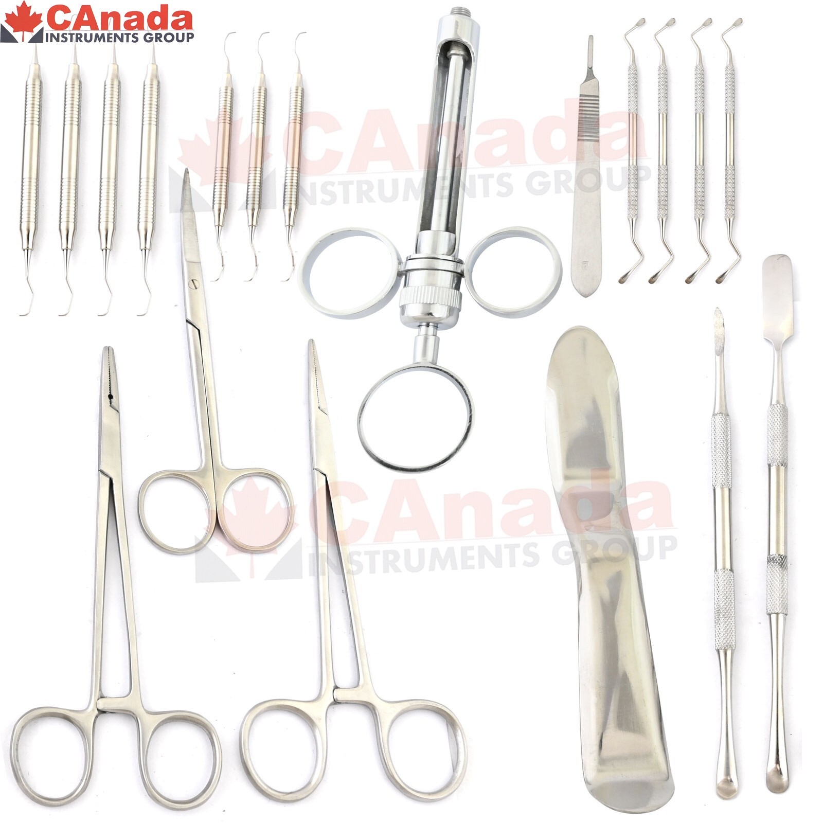 Dental Periodontal Surgery Kit Gracey Lucas Curettes Retractor Syringe Scissors