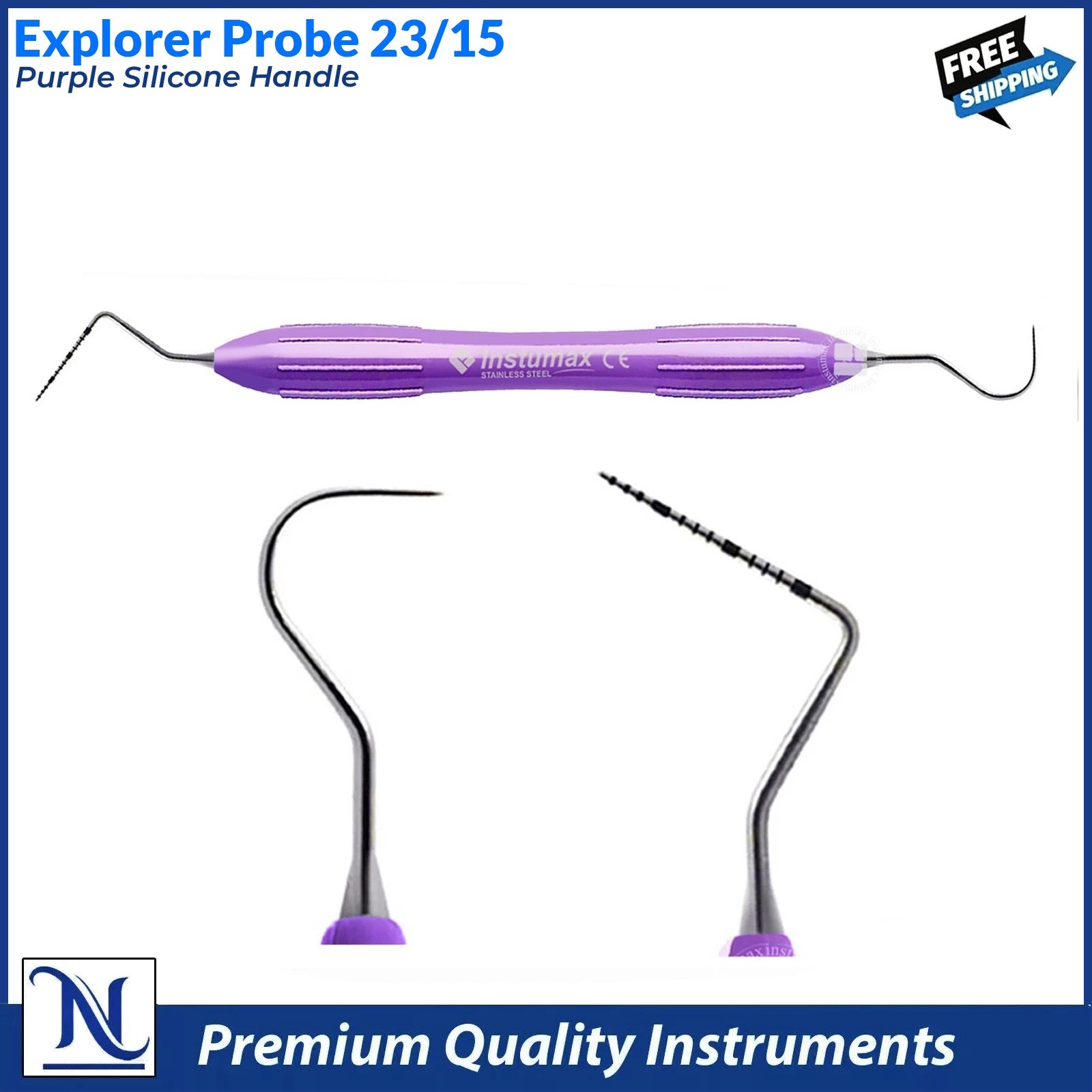 Dental Explorer Periodontal Probe UNC15-23 Purple Color Coded Silicone Handle