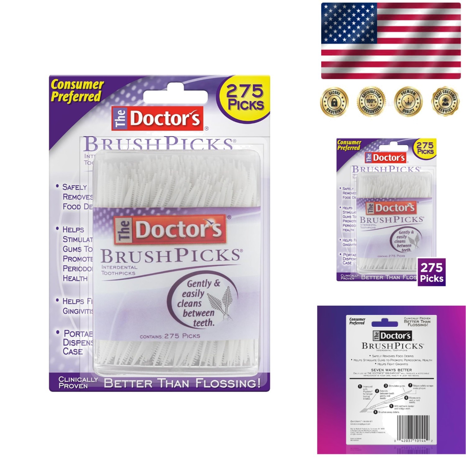 The Doctor’s 275 Count Dental Picks: 2-in-1 Interdental Brushes for Healthy Gums