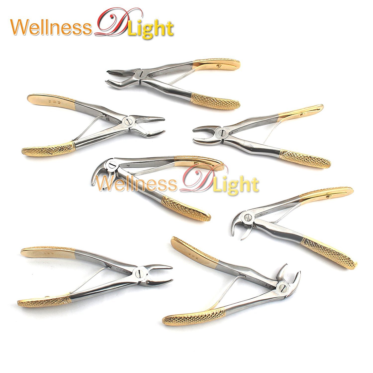WDL DENTAL TOOTH PEDODONTIC EXTRACTION FORCEPS SET OF 7 GERMAN GRADE STAINLESS