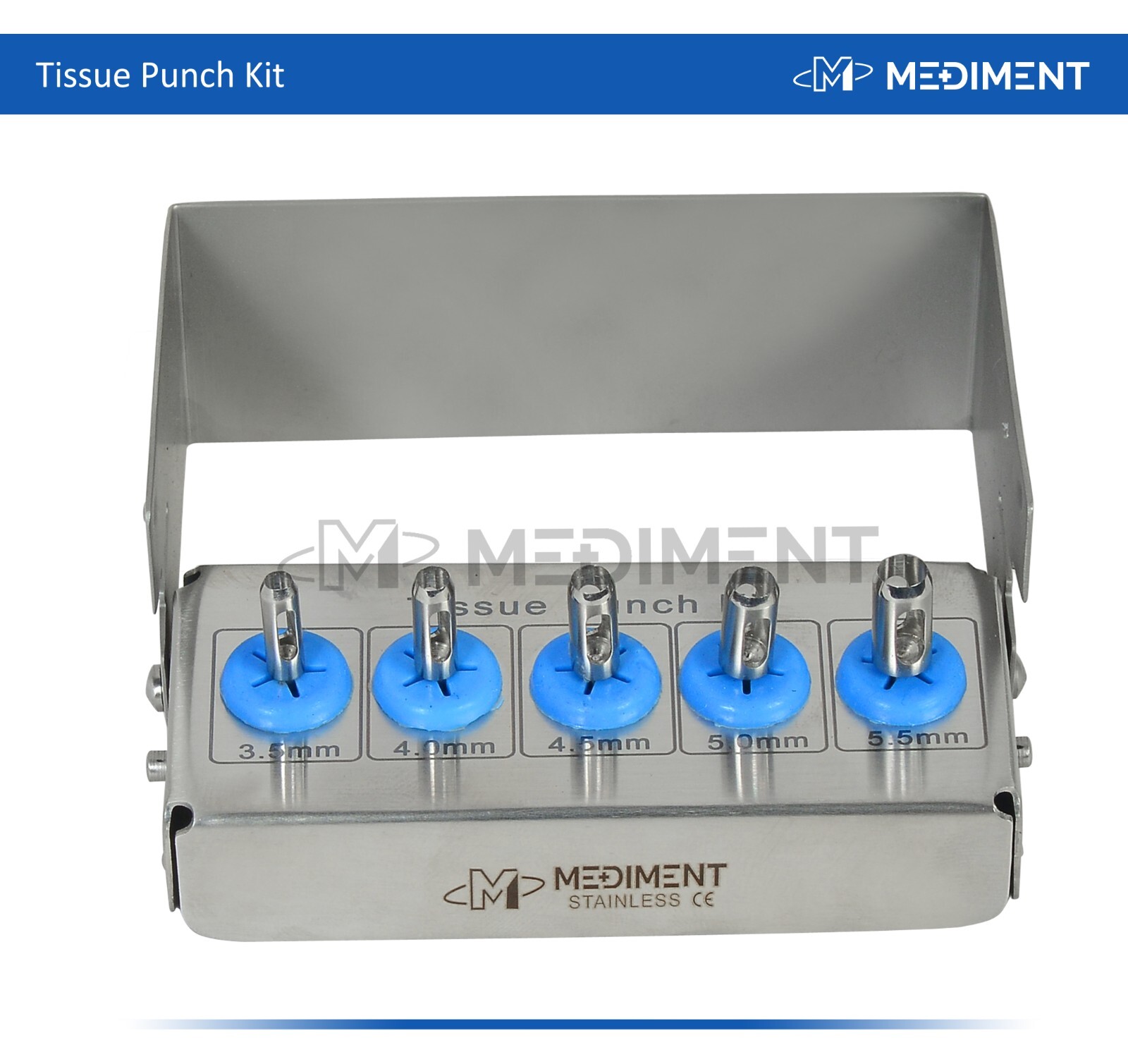 Dental Tissue Punch Kit 5pcs set Surgical Surgery FREE Bur Holder CE