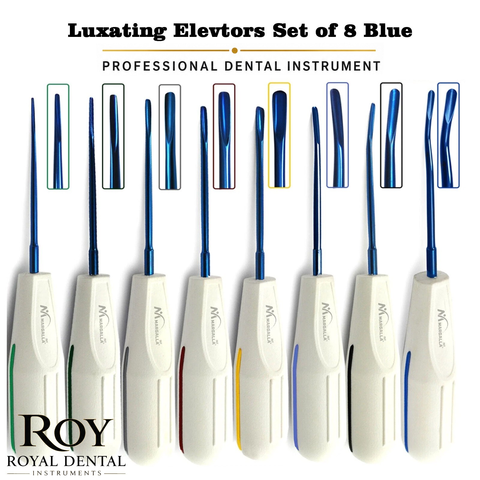 Set Of 8 Dental Oral Surgery White Plastic Luxating Root Extracting Elevators