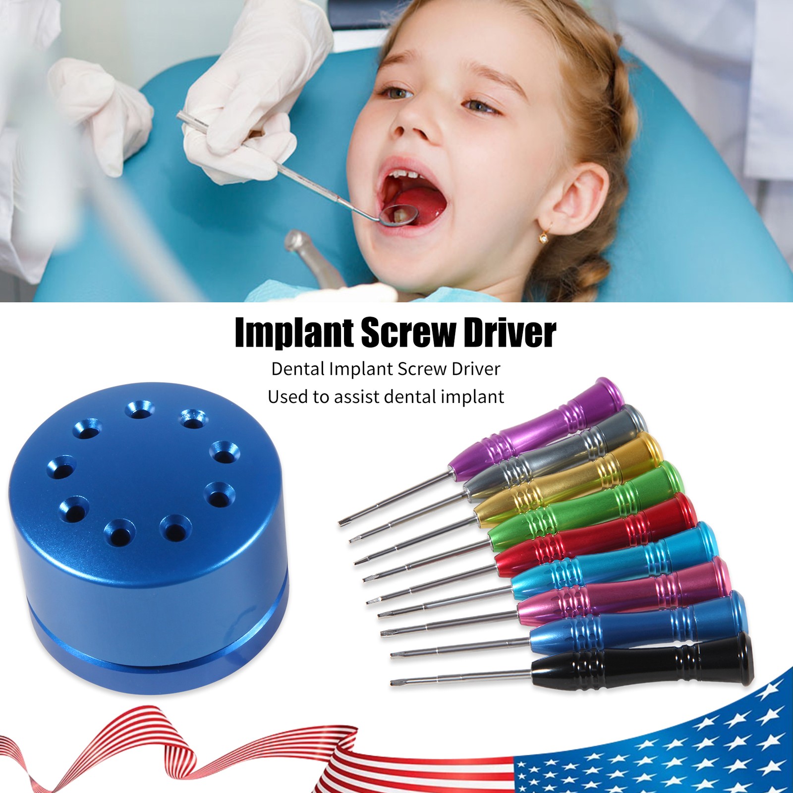 USA Dental Implant Screw Driver Kit Abutment Implant Tools set of 9pcs Drivers