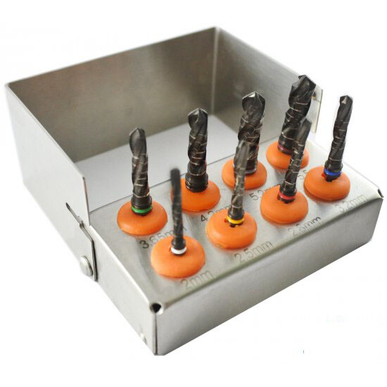 Dental Implant Drills Kit 8pcs Black Color Premium and Best Quality Instruments.