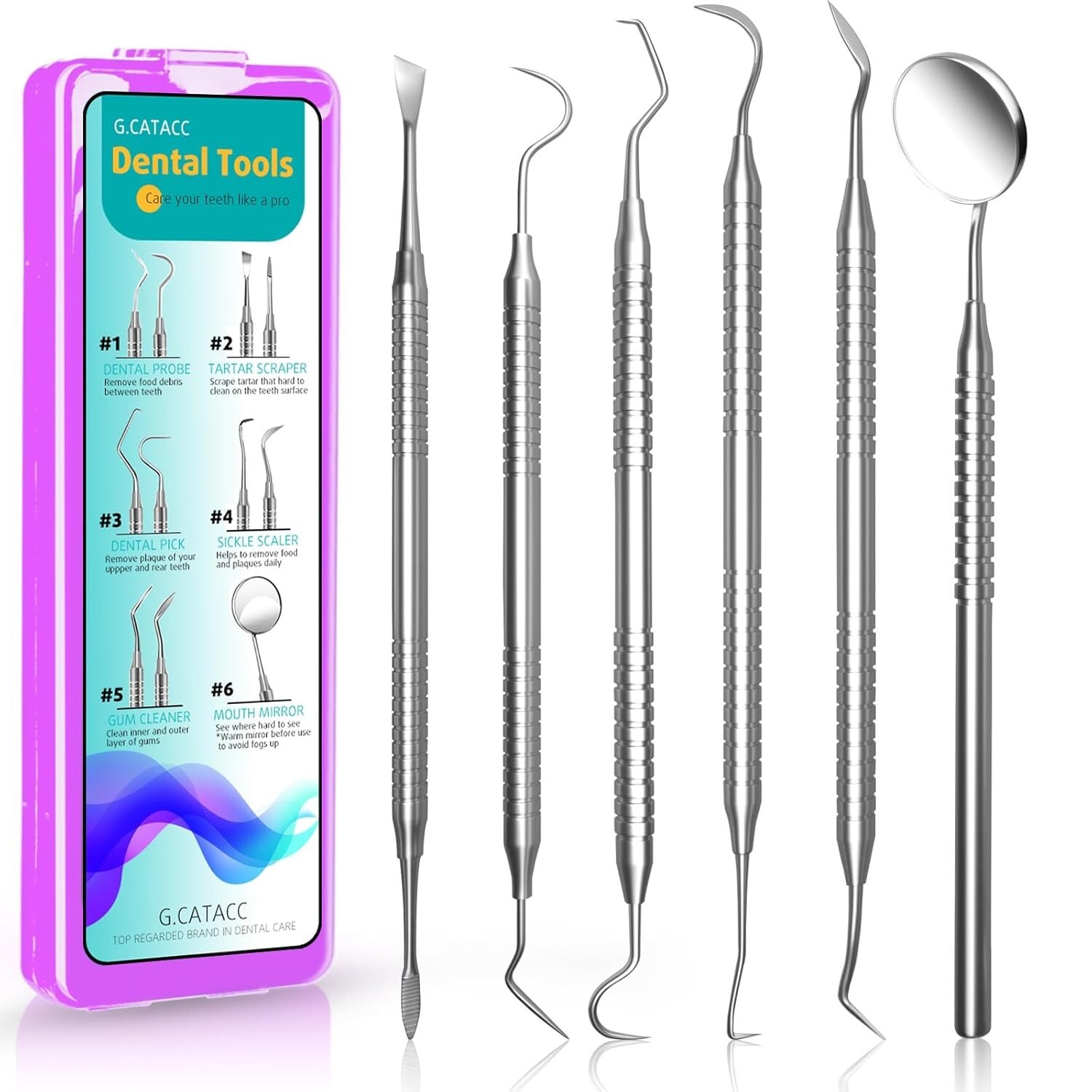 Dental Tools, Dental Pick for Teeth Cleaning, Stainless Steel Hygiene Kit with T