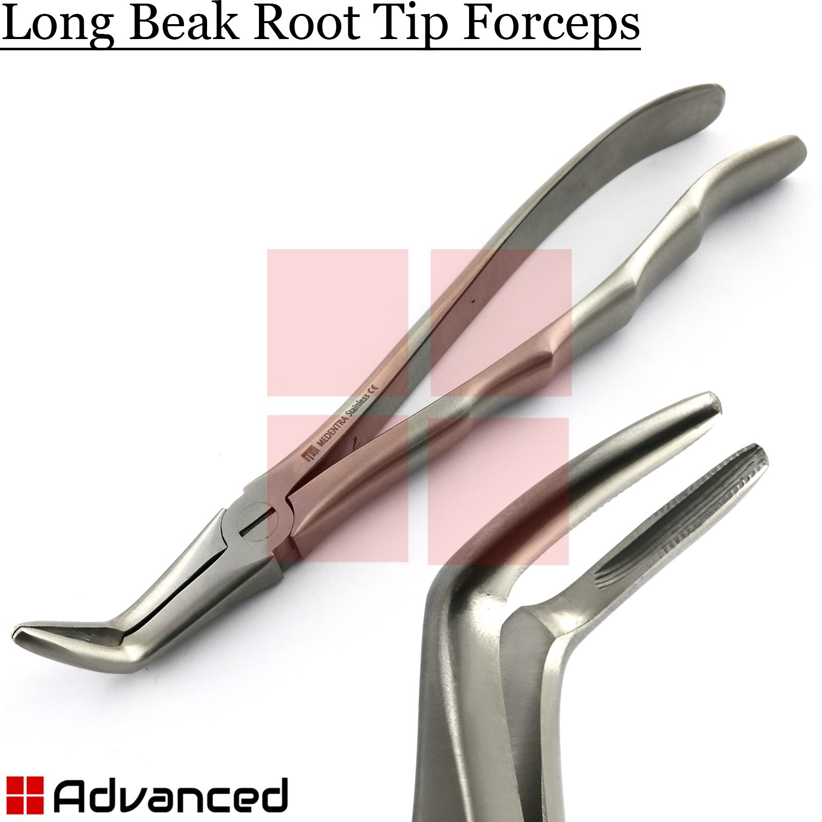 Dental Extraction Forceps Long Beak Serrated Jaws Root Tip Removal Extracting