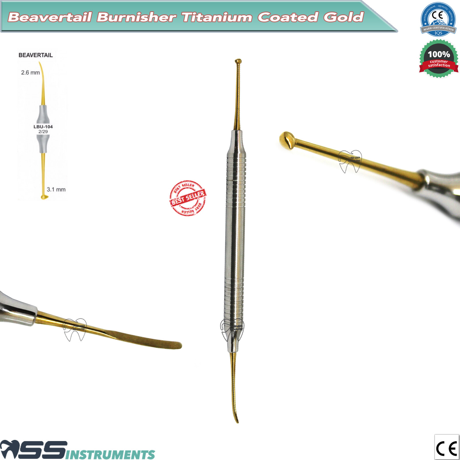 Beavertail Burnisher Composite Amalgam Plastic Filling Restorative Dental Tool