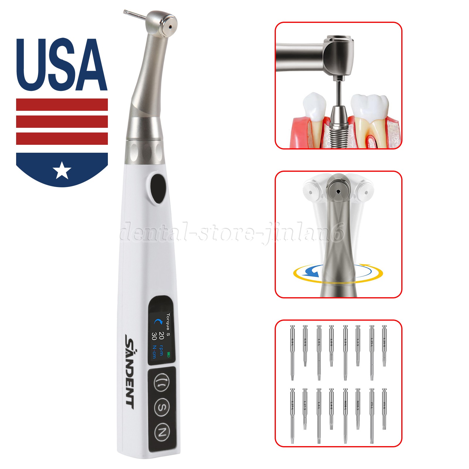 Dental Electric Torque Wrench Tip 360° Cordless Endodontic Implant Handpiece new