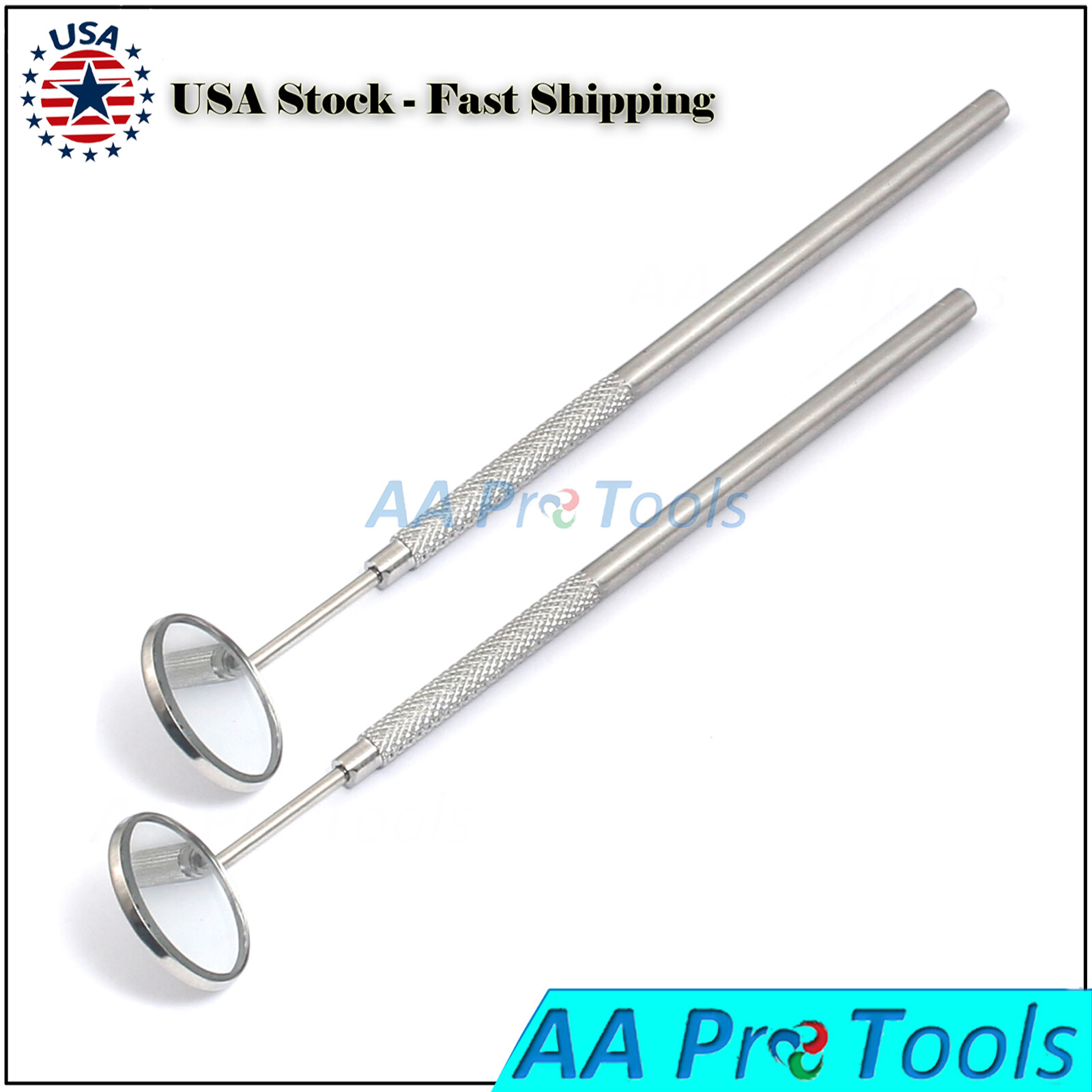 2pc 7″Dental Inspection Mirror with 3/4″ Diameter Real Glass – Stainless Steel