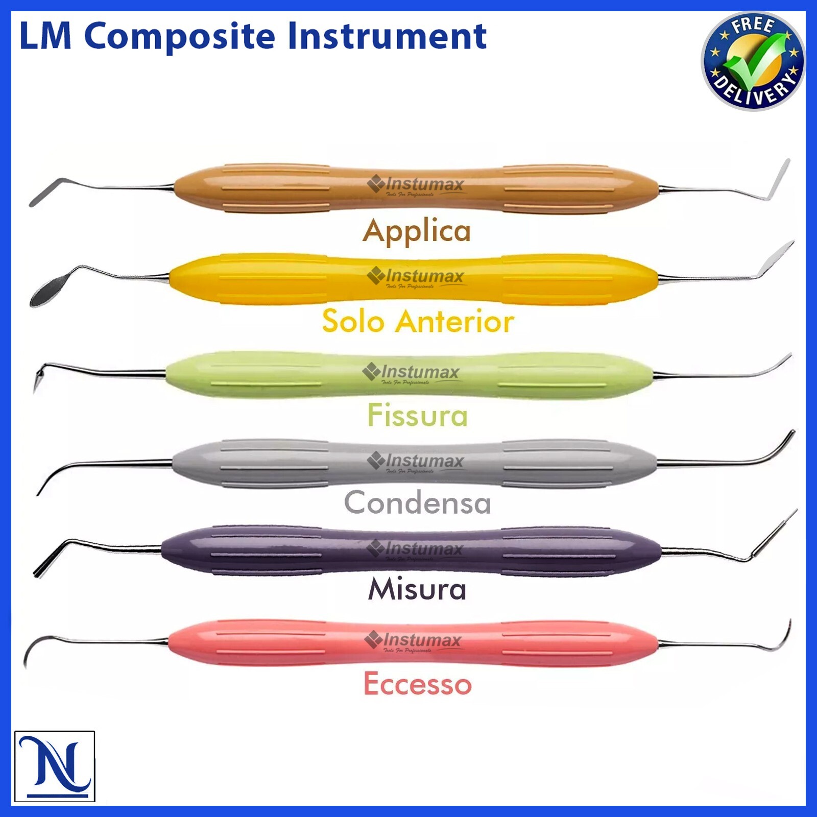 LM Composite Filling & Restorative Instrument Silicone Handle Set of 6