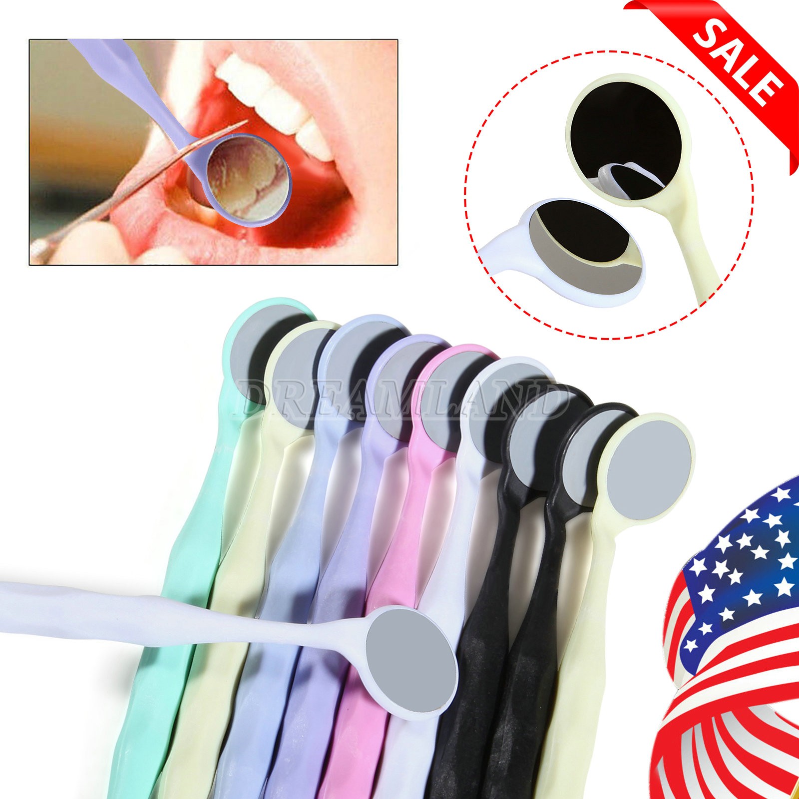 Espejos bucales dentales Reflector doble cara Espejo oral Blanqueamiento dental