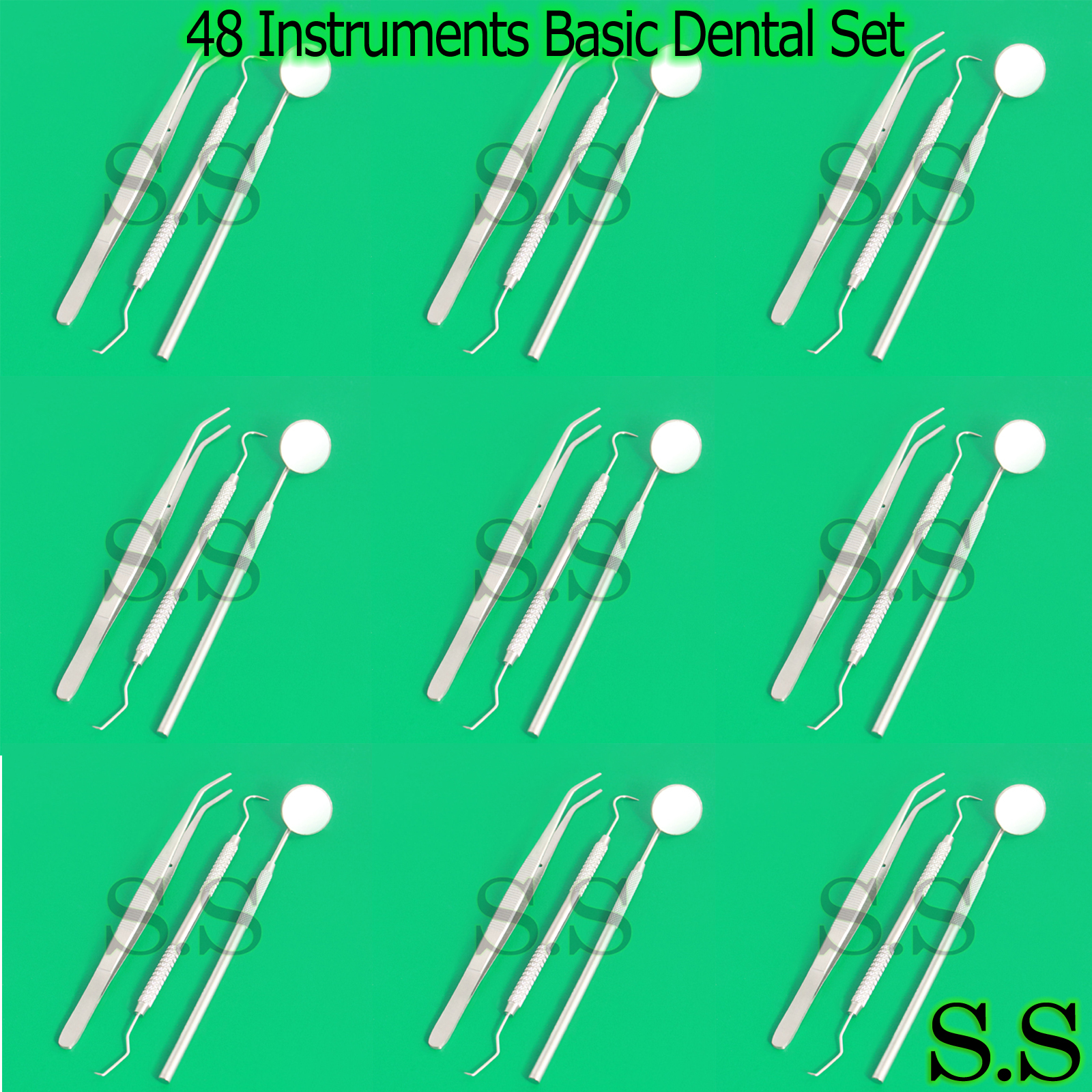 New 48 Pieces Instruments basic Dental Set Mirror Explorer College Plier PR-135
