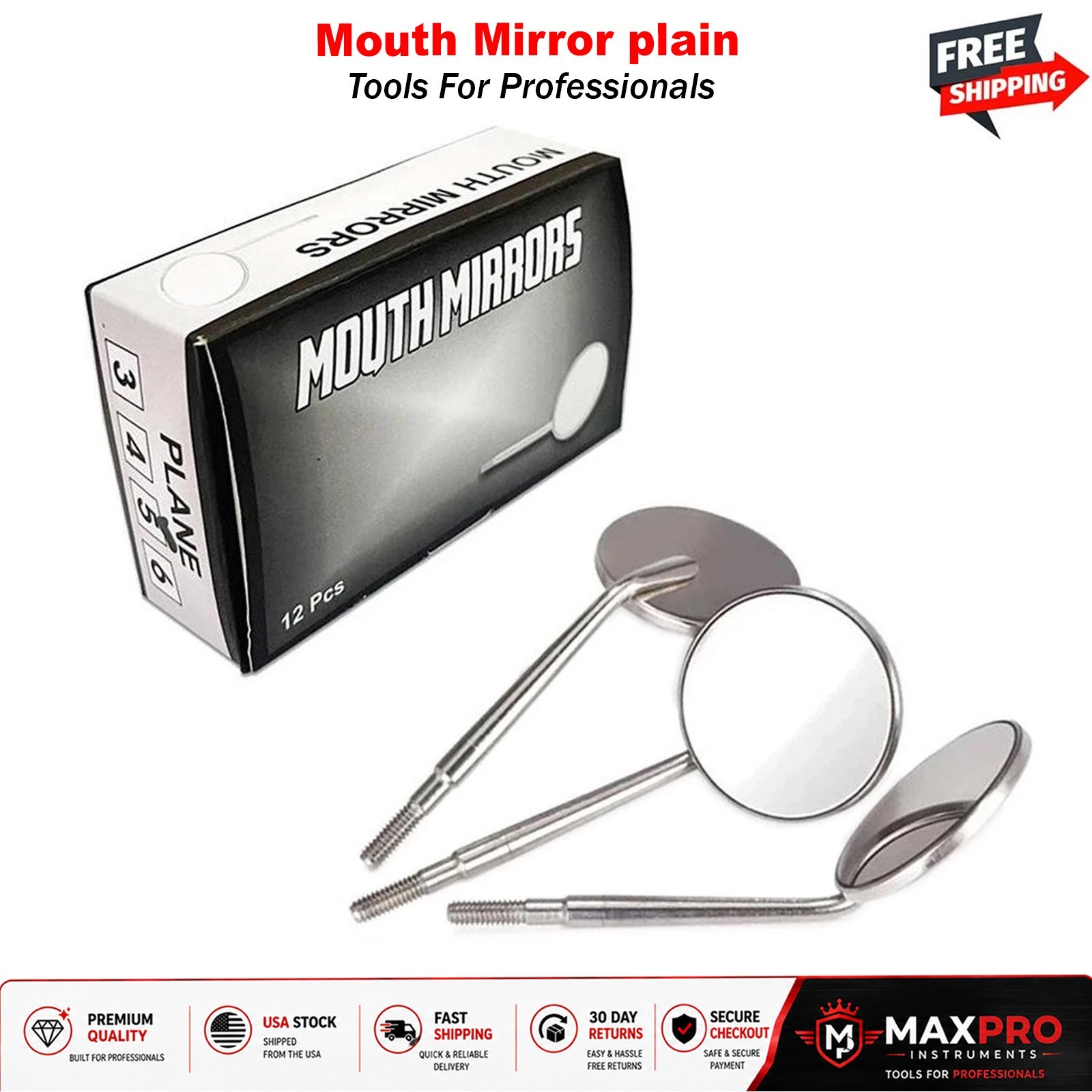 Dental Premium Mouth Mirror heads Size #5 Mirrors Dentistry Instruments 12Pcs