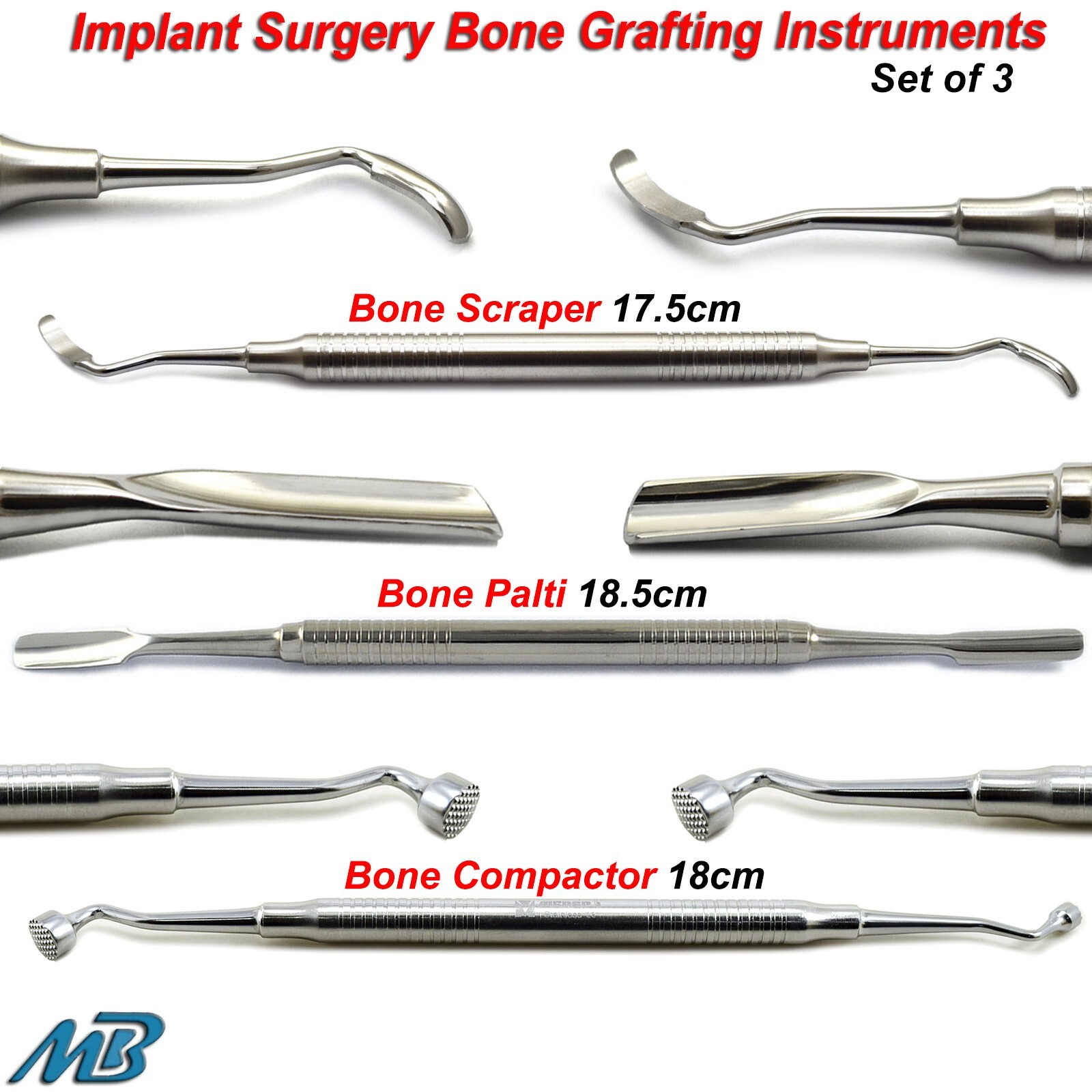Dental Implant Bone Grafting Kit Bone Scraper Surgical Palti Bone Compactor CE