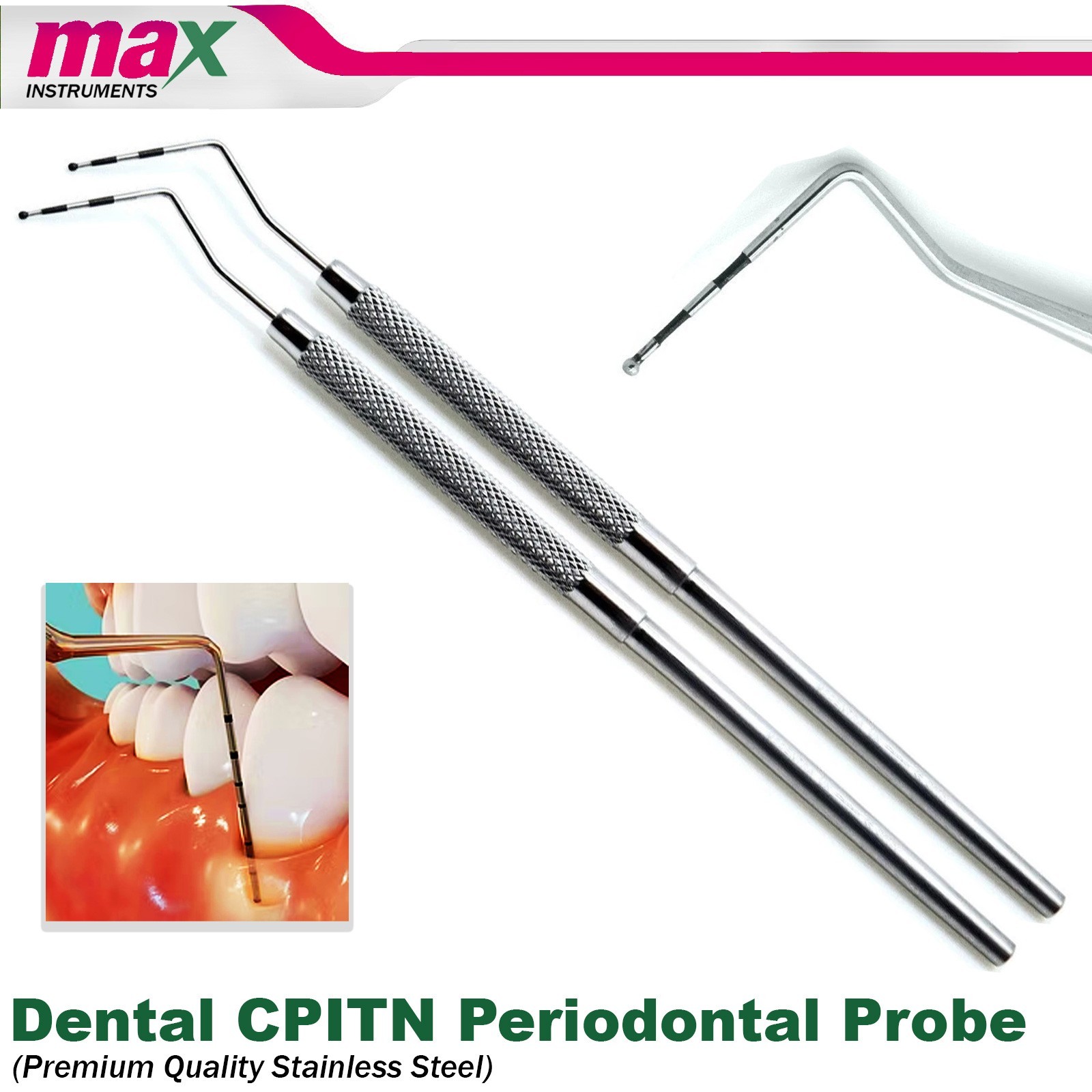 2PCS Professional Dental CPITN Probe – Periodontal Pocket Depth Measurement Tool