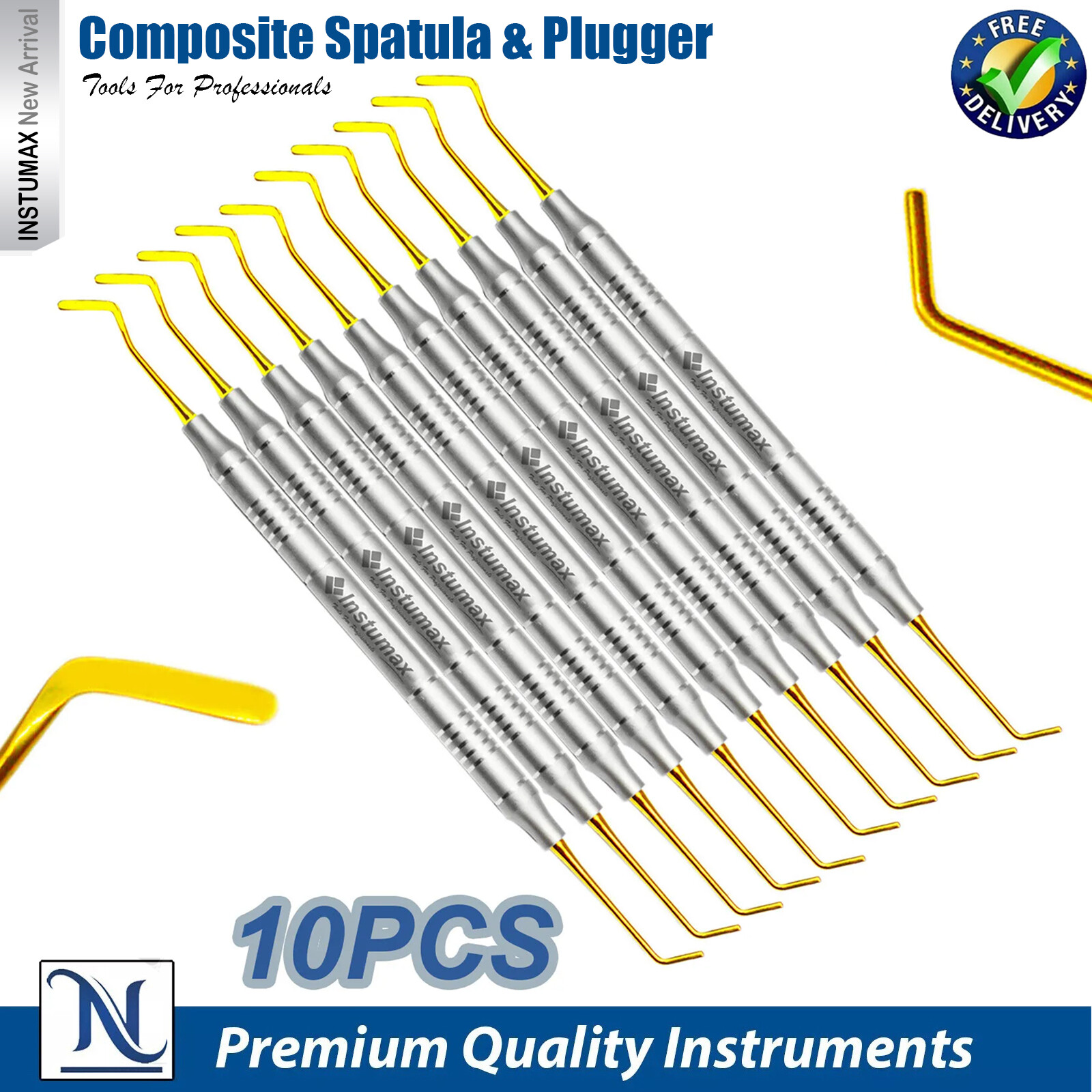 New Dental Composite Filling Instruments – Titanium Gold Tips Spatula & Plugger