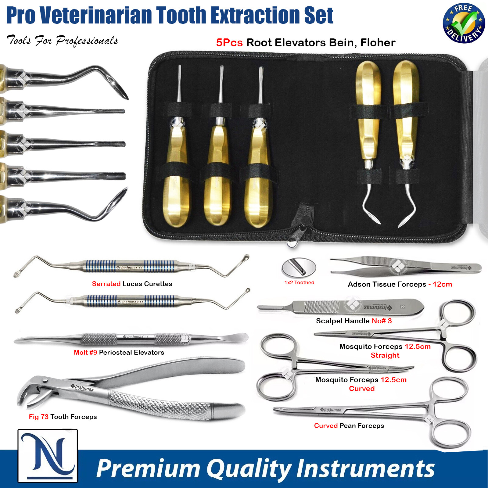 Small Animal Veterinarian Pack Dog Cat Tooth Extracting Instruments Sets