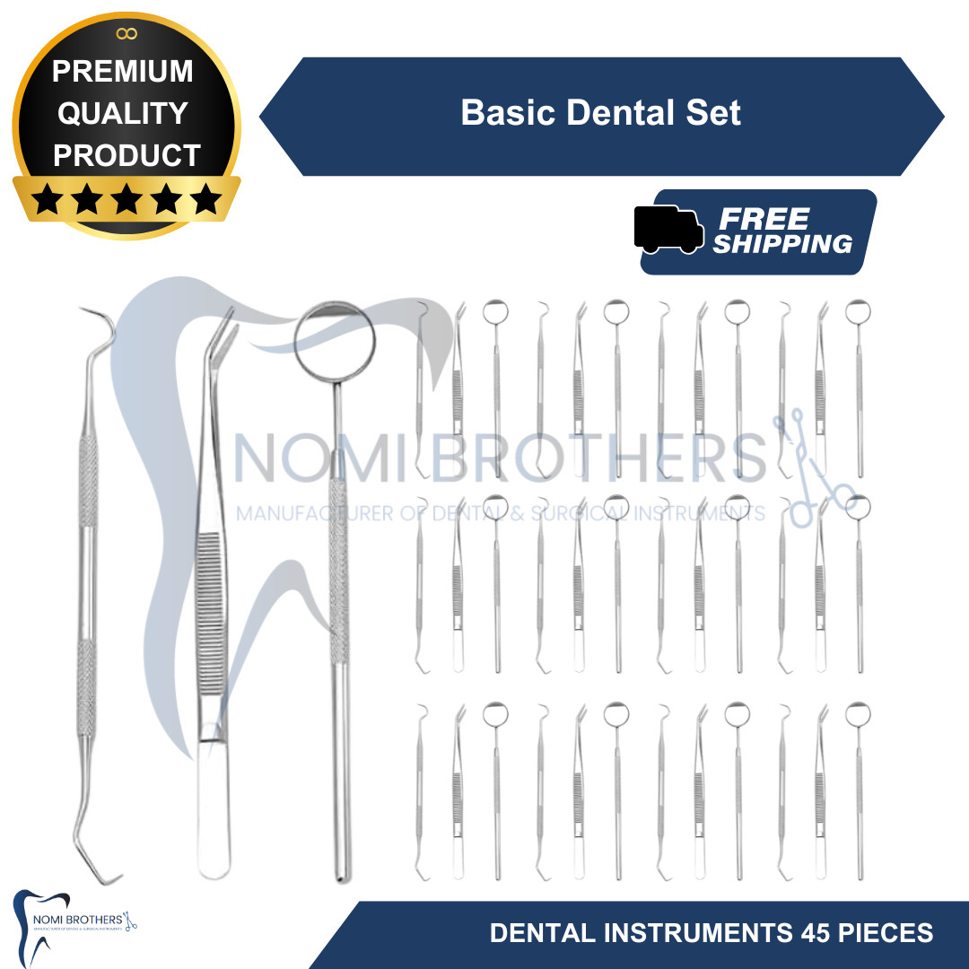 45 Instruments Basic Dental Set Mirror Explorer College Plier Economy Grade
