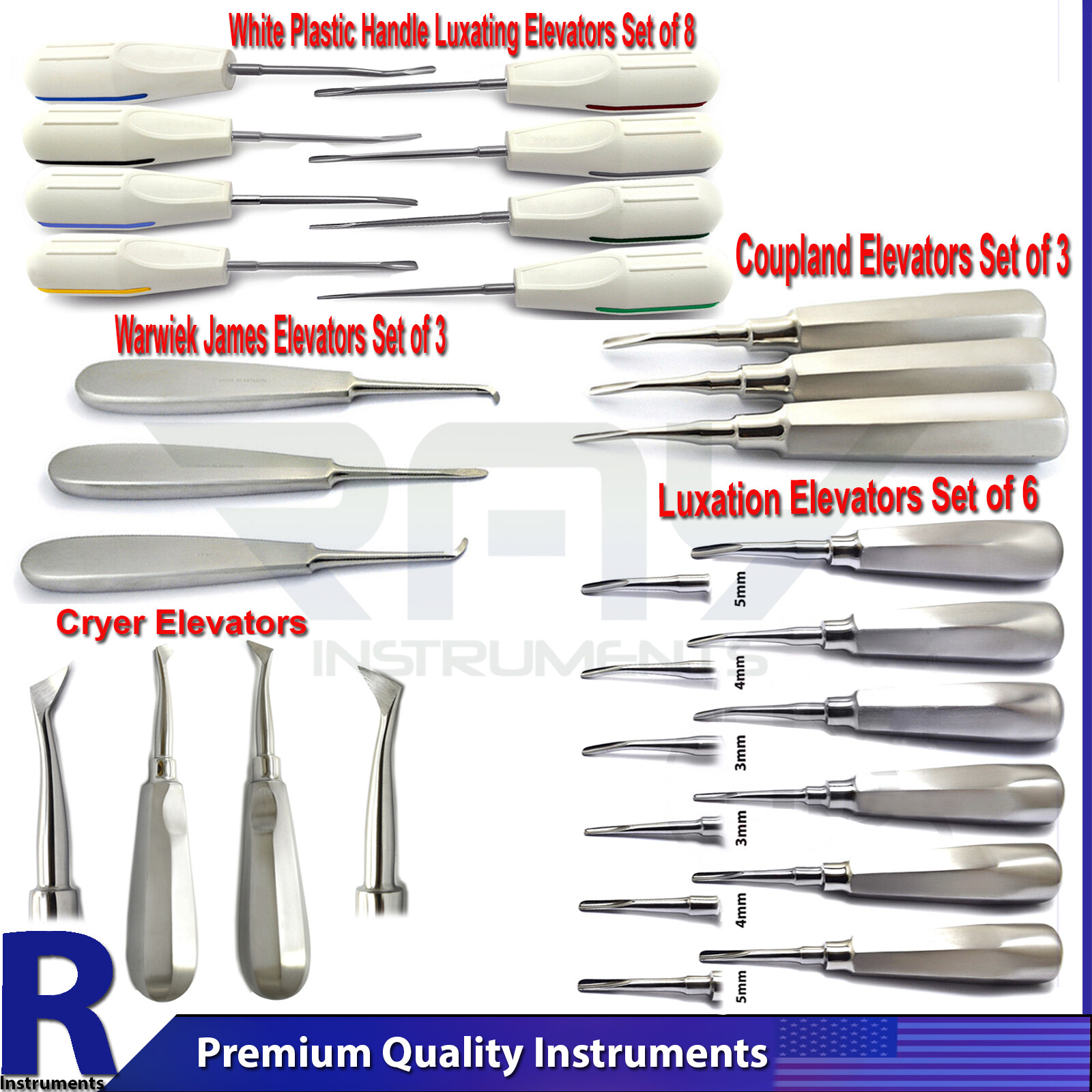 Dental Luxation Elevators Surgical Tooth Loosening Extracting Oral Surgery Tools