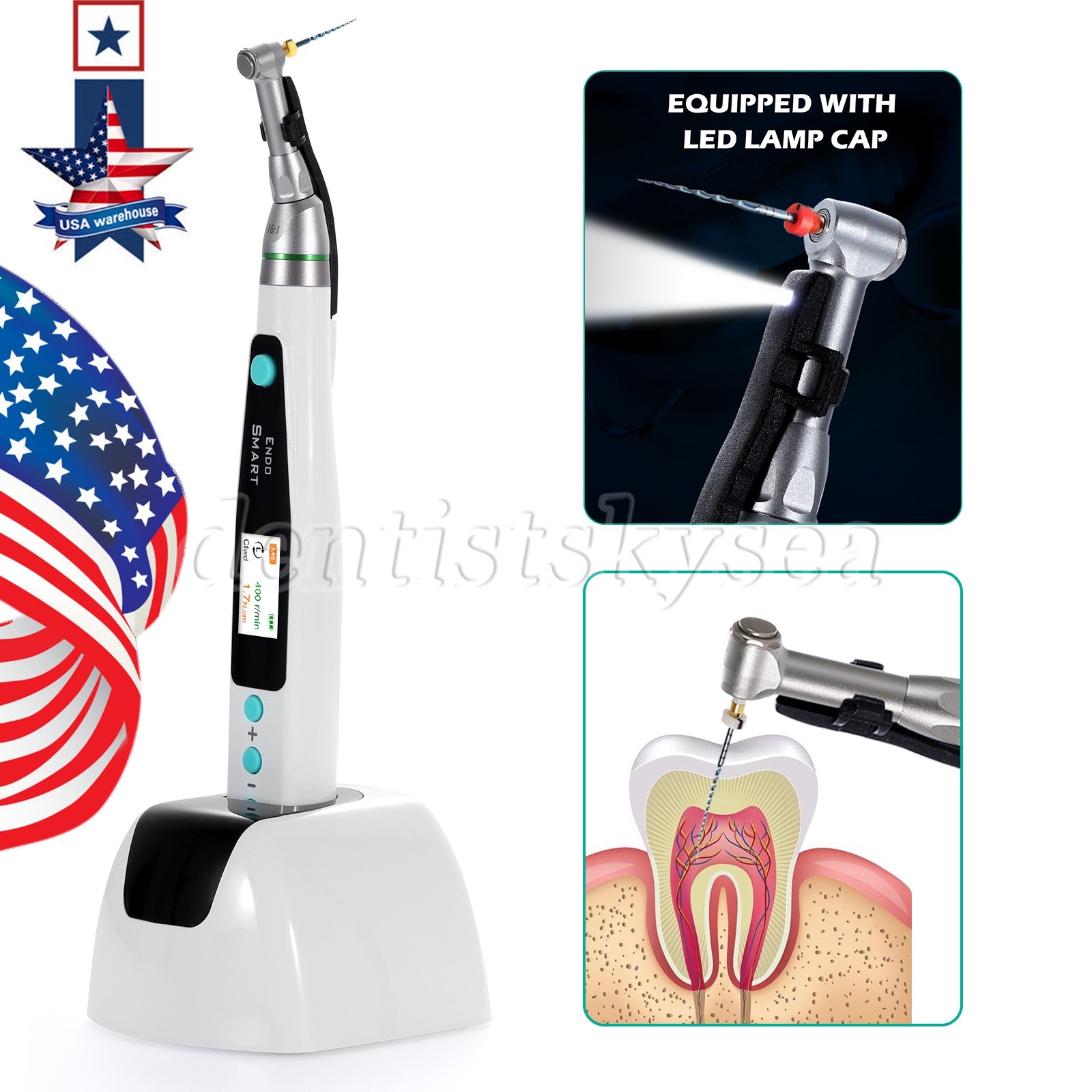 ST-NEW Endodoncia Endo Motor 16:1 Contra Ángulo LED Cabeza de Piez INALÁMBRICO A